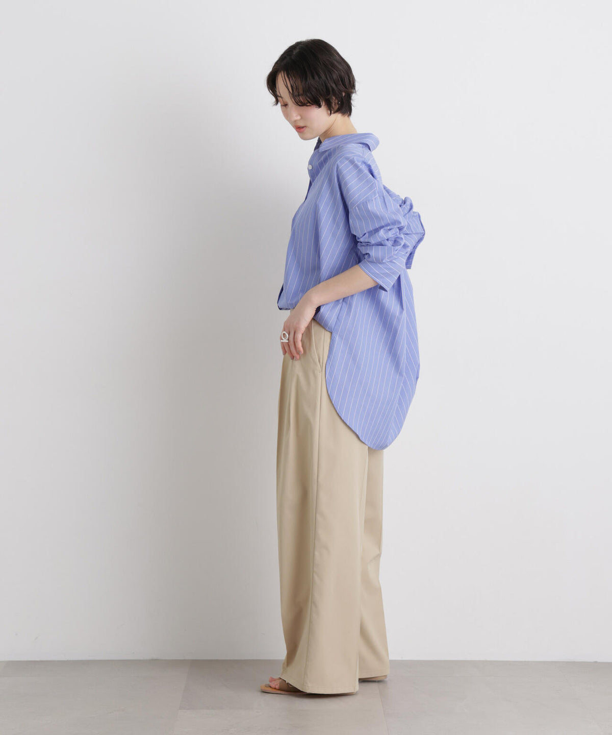 エバークリース加工タックワイドセンタープレスパンツ