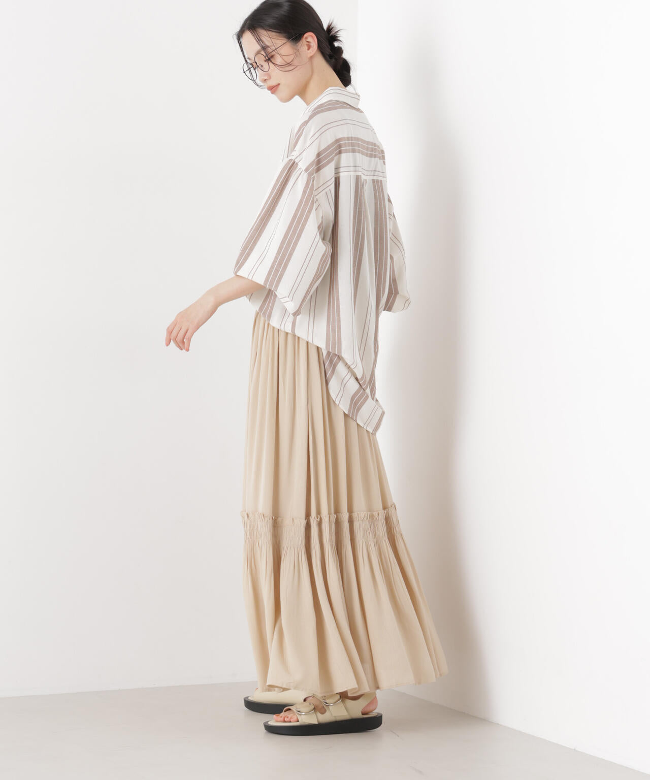 made in INDIA 切り替えギャザースカート(セットアップ可)