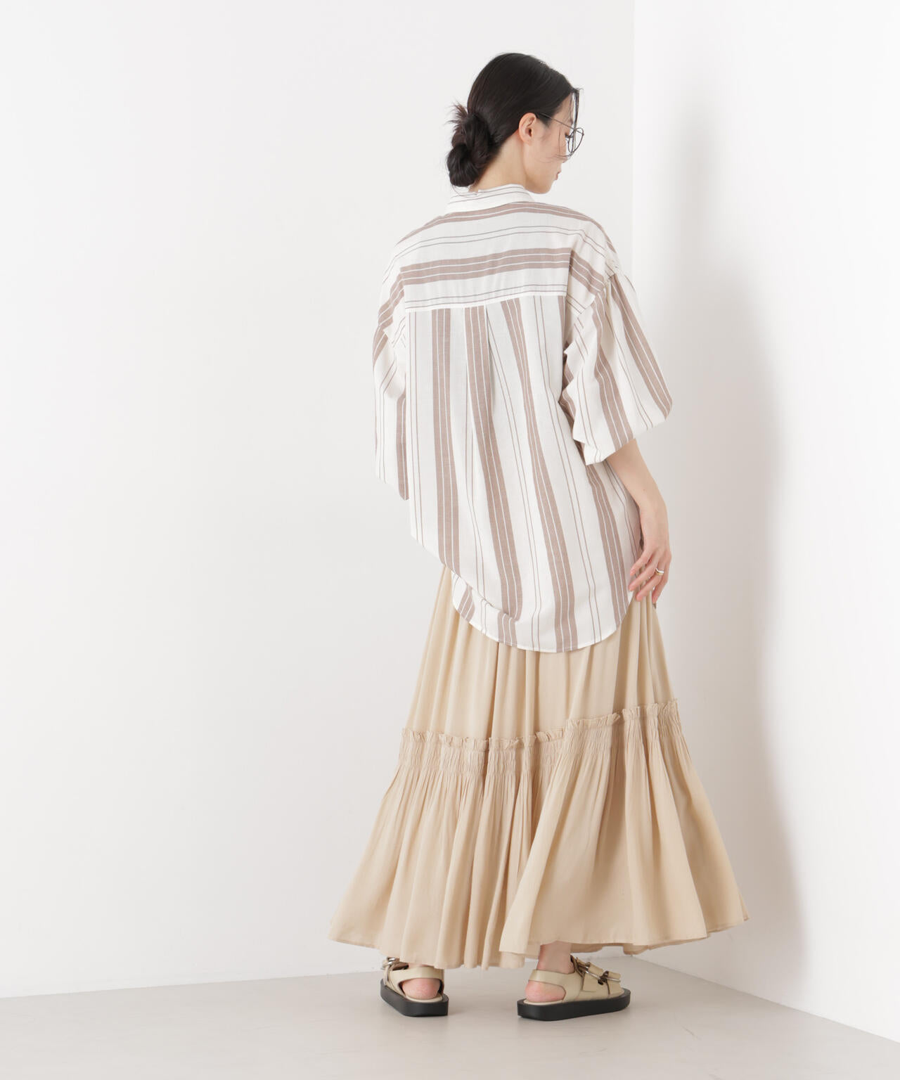 made in INDIA 切り替えギャザースカート(セットアップ可)