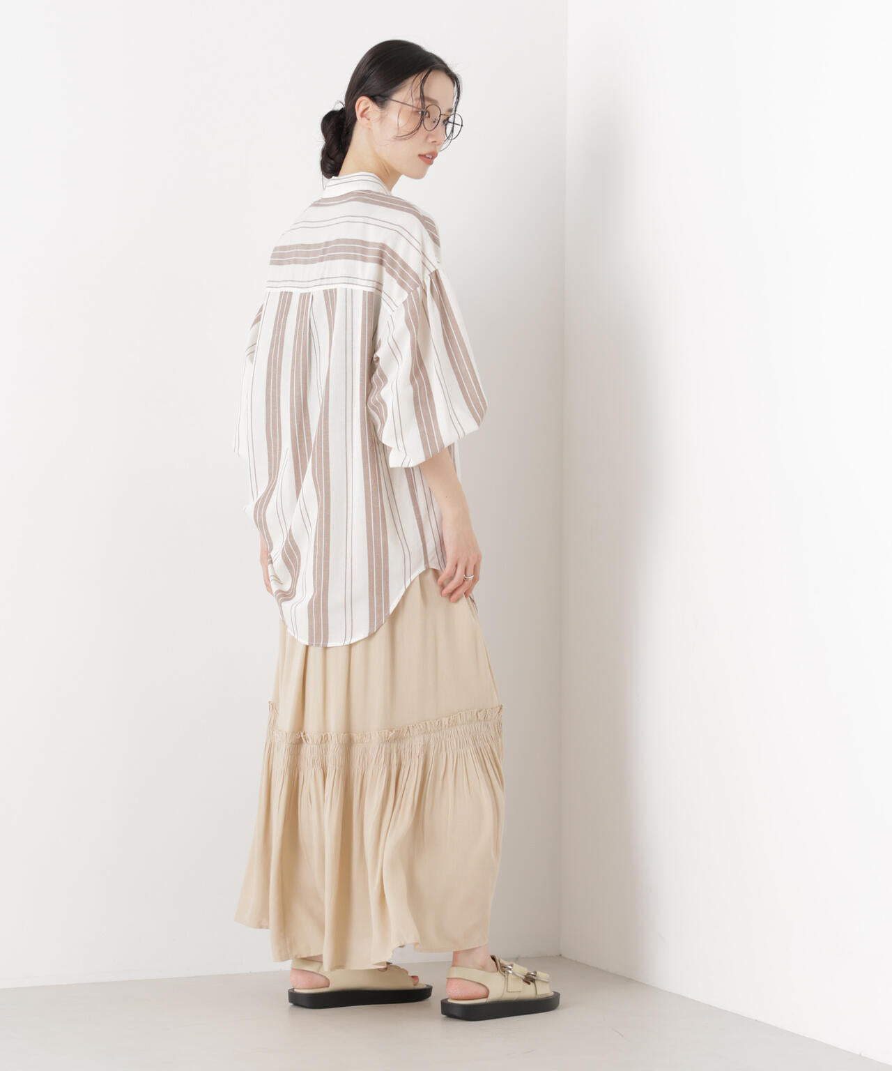 made in INDIA 切り替えギャザースカート(セットアップ可)