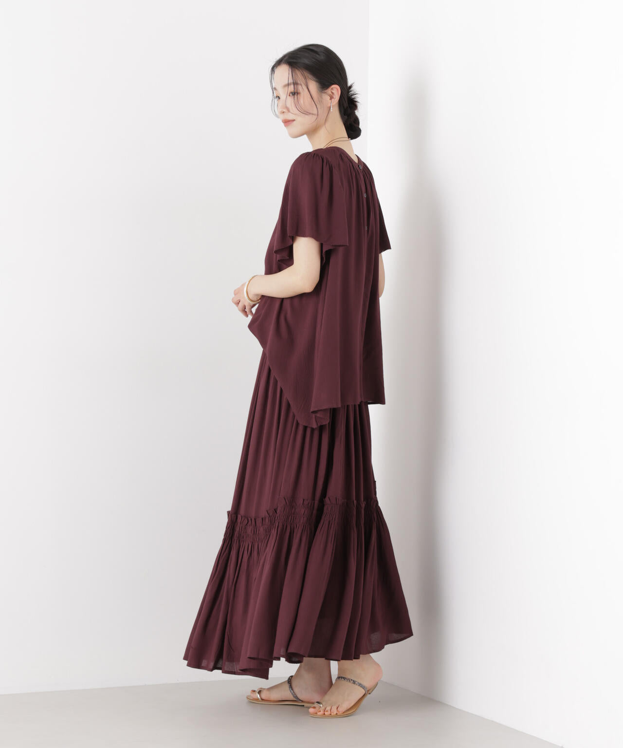 made in INDIA 切り替えギャザースカート(セットアップ可)