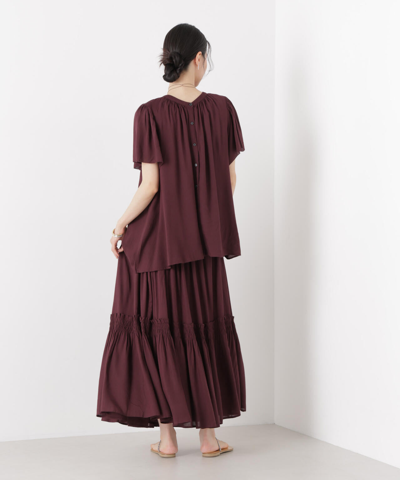 made in INDIA 切り替えギャザースカート(セットアップ可)