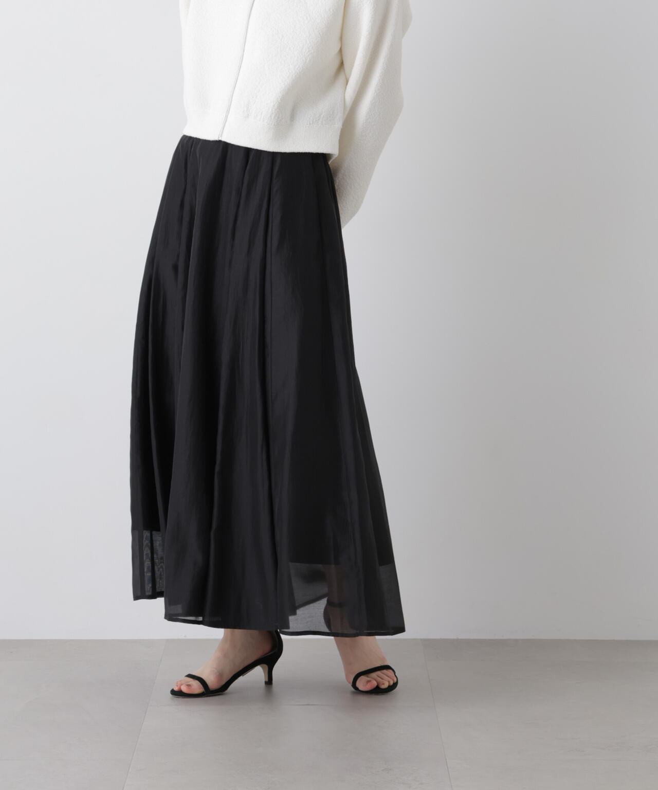 シアーオーガンジータックフレアスカート