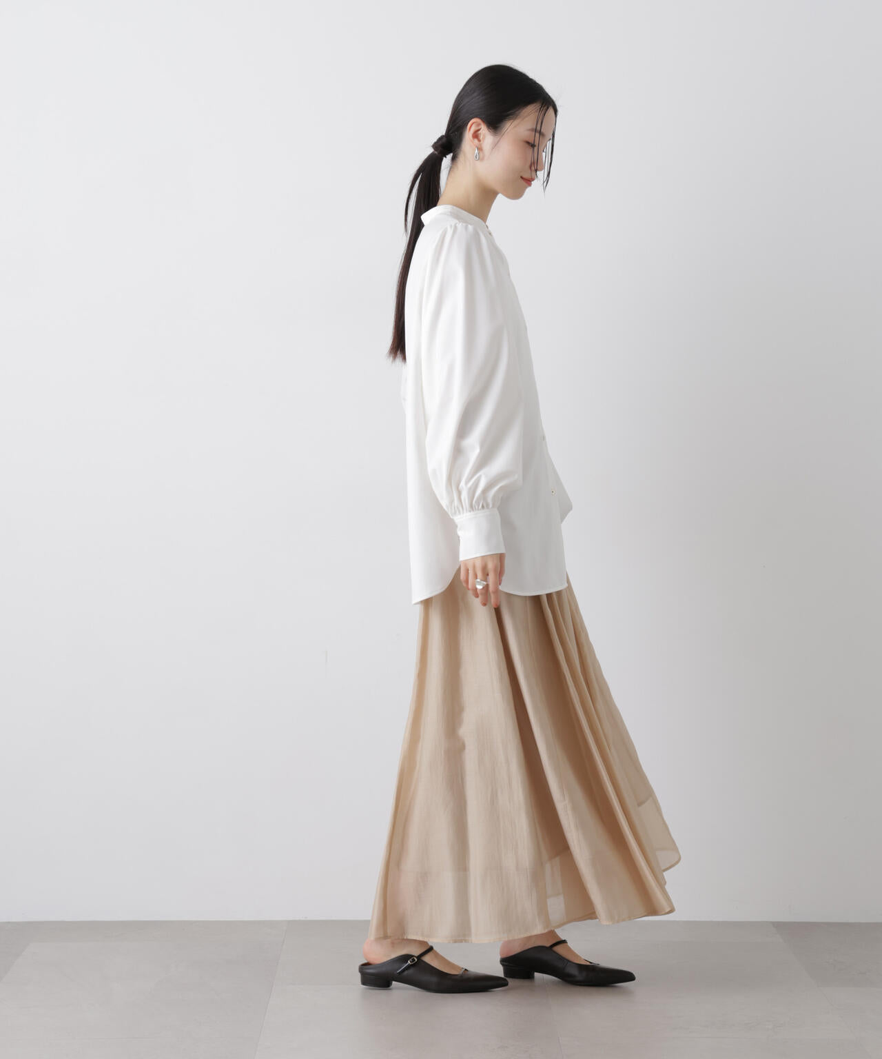 シアーオーガンジータックフレアスカート