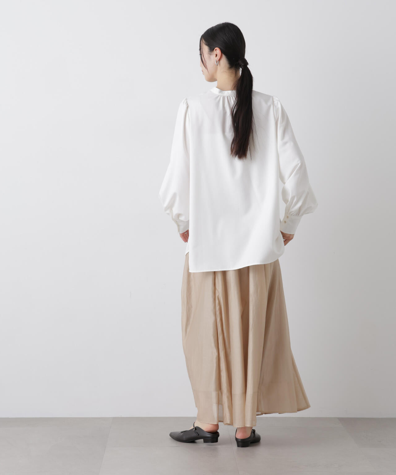 シアーオーガンジータックフレアスカート