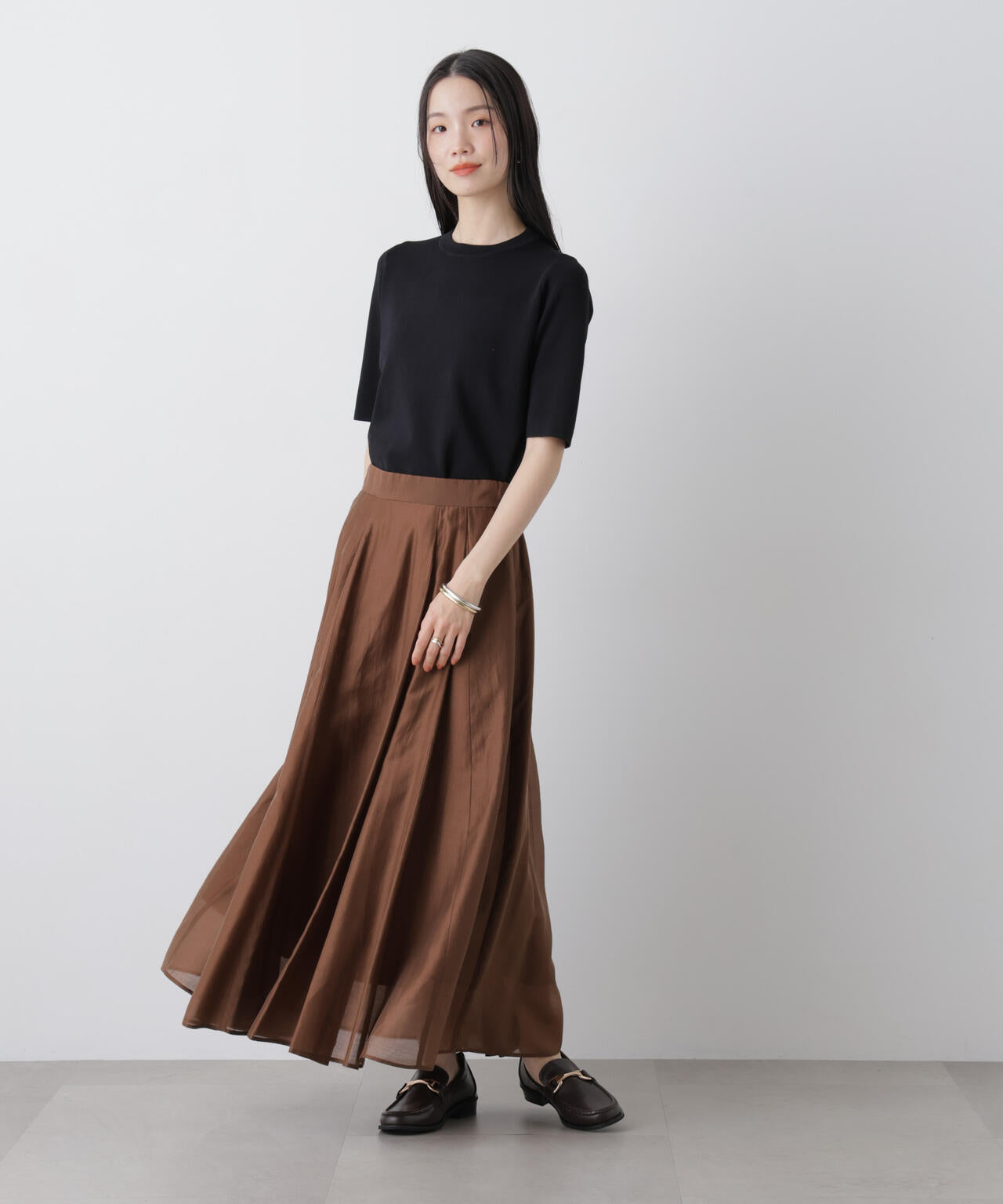 シアーオーガンジータックフレアスカート