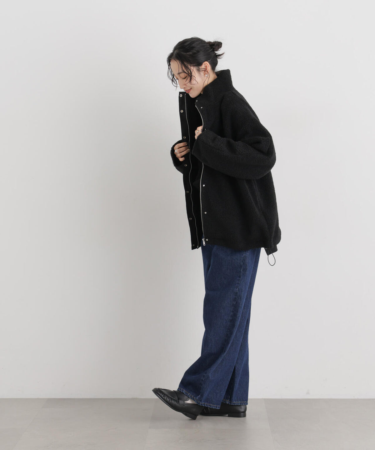 WEB限定/スタンドカラージップボアブルゾン