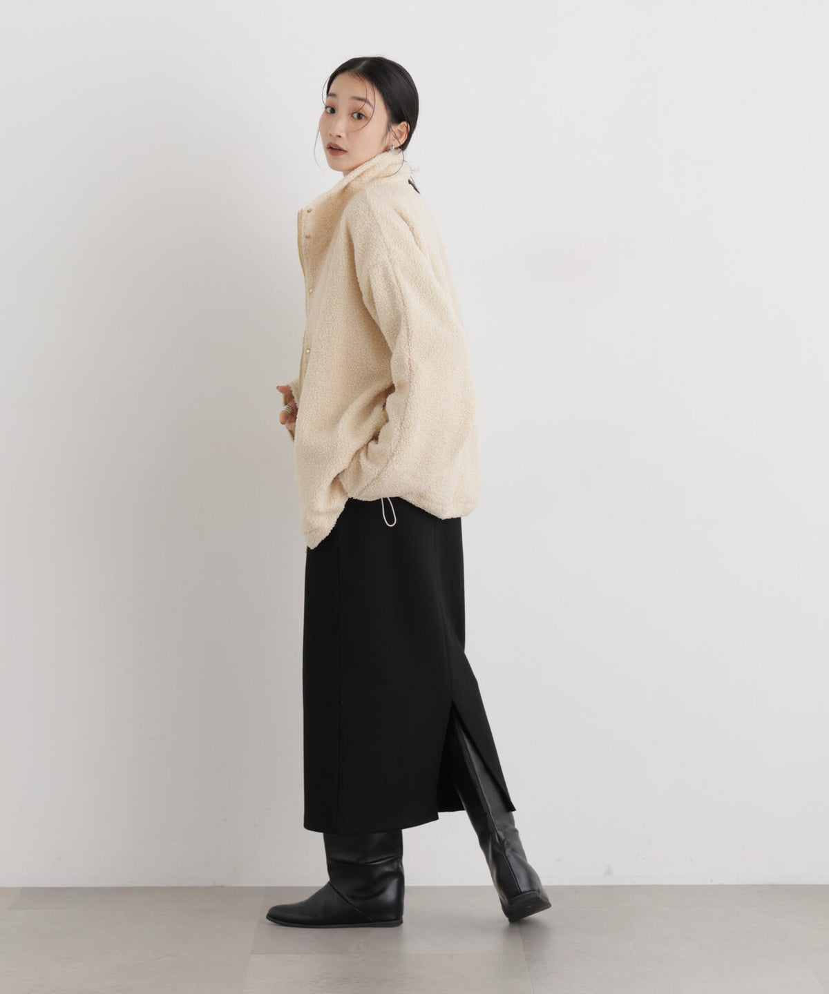 WEB限定/スタンドカラージップボアブルゾン