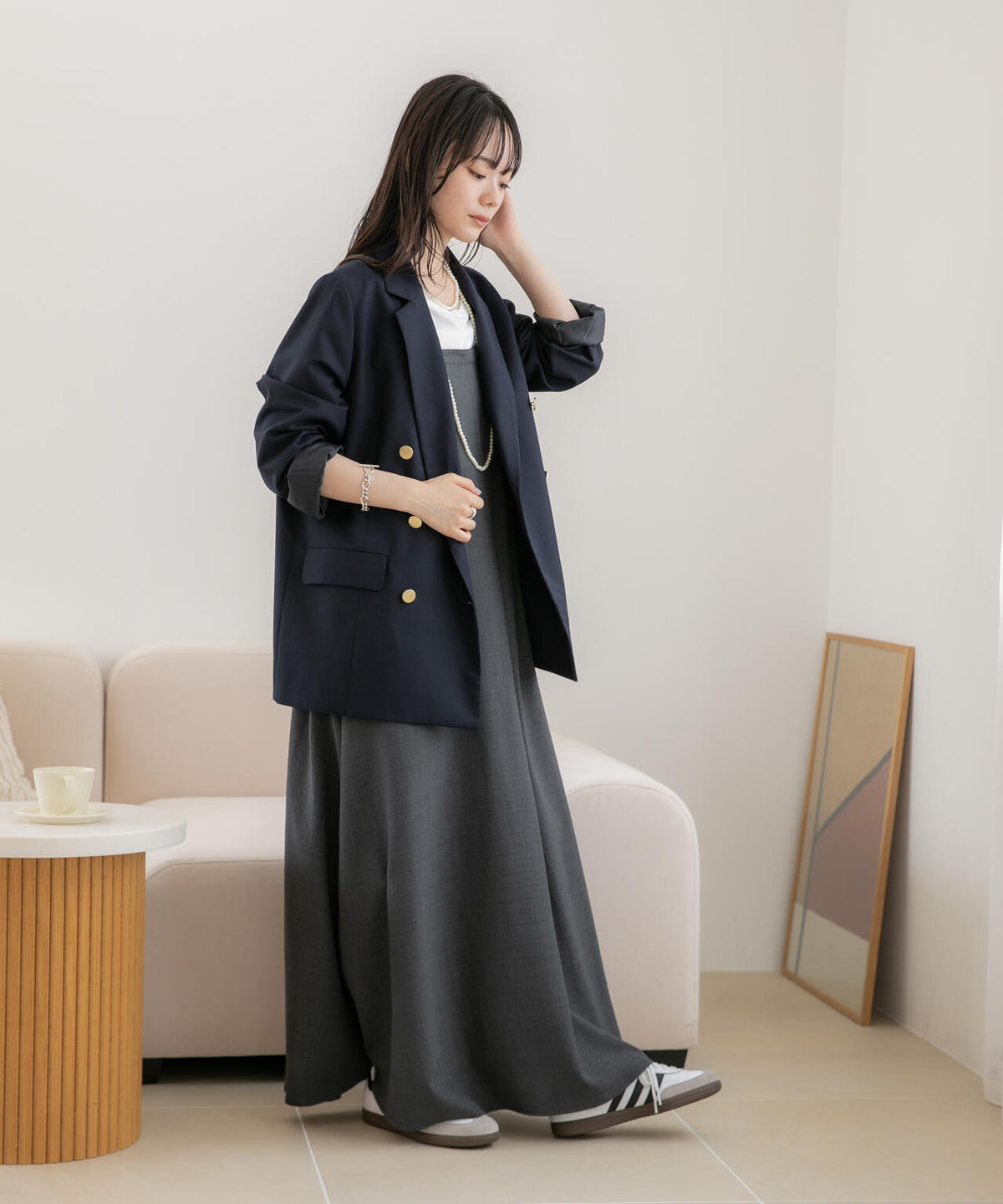 WEB限定/多機能素材 前後2wayショルダーストラップワンピース