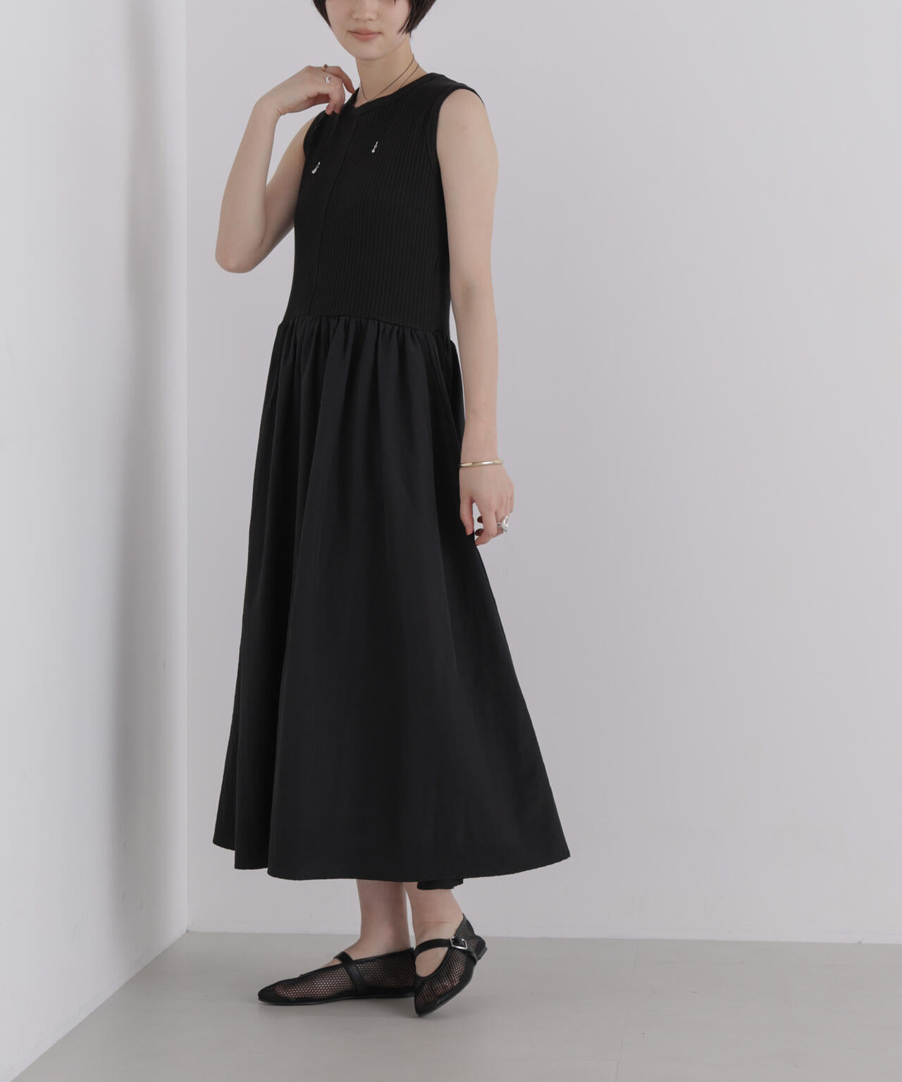 テレコリブカット×ナイロンタイプライタードッキングワンピース
