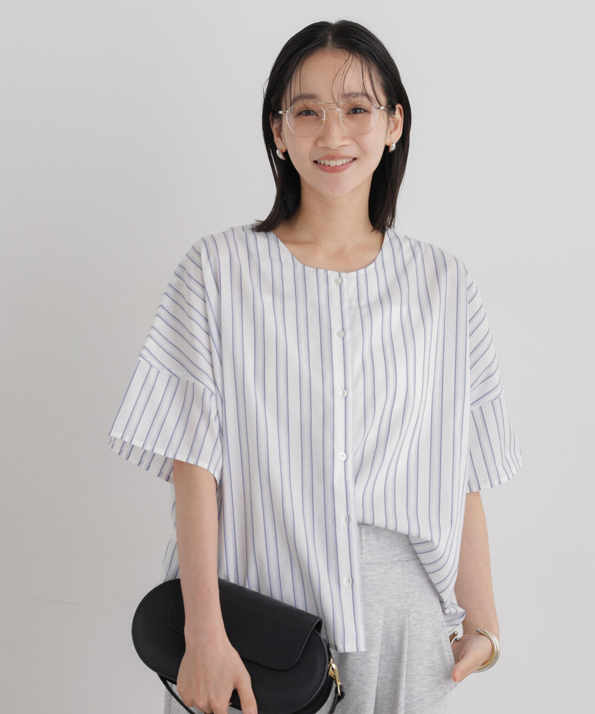 前後2wayバックボタンワイドドロップブラウス