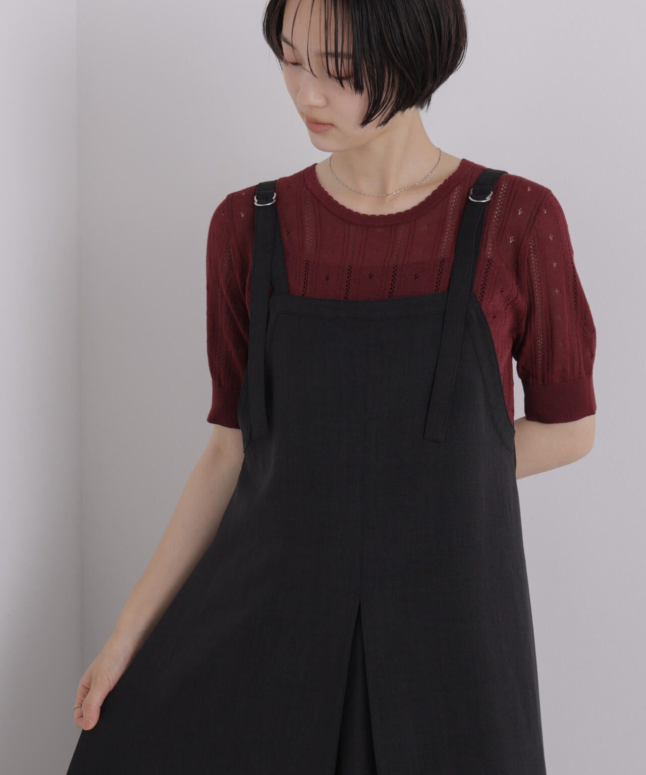 アイレットハーフスリーブニットトップス