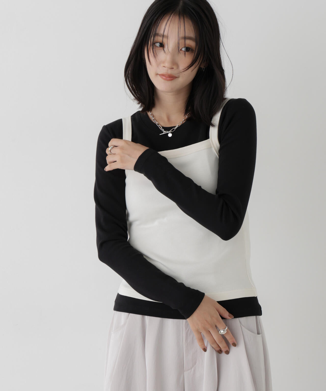 WEB限定/ロンT×キャミ カットレイヤードアンサンブルセット