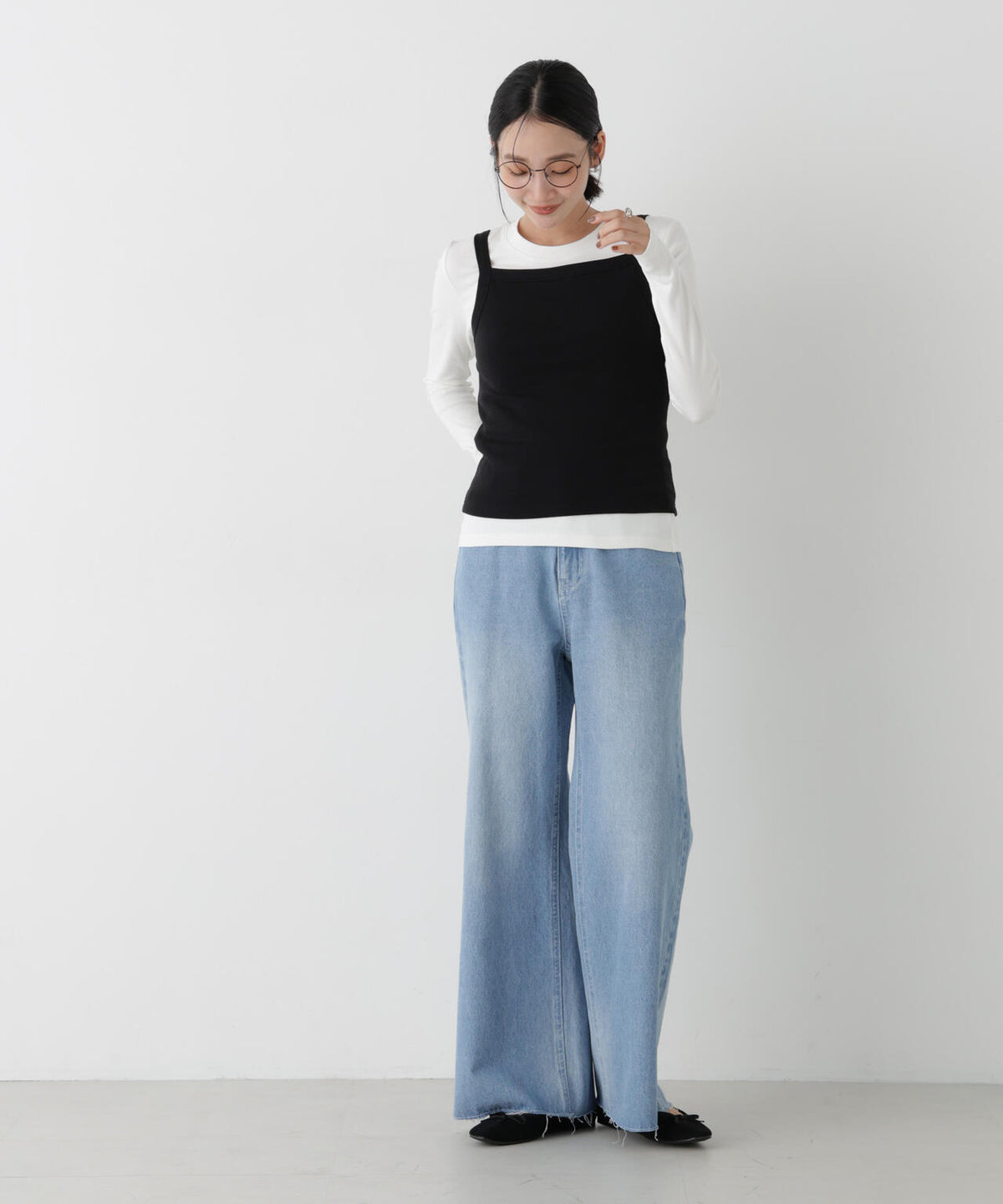 WEB限定/ロンT×キャミ カットレイヤードアンサンブルセット