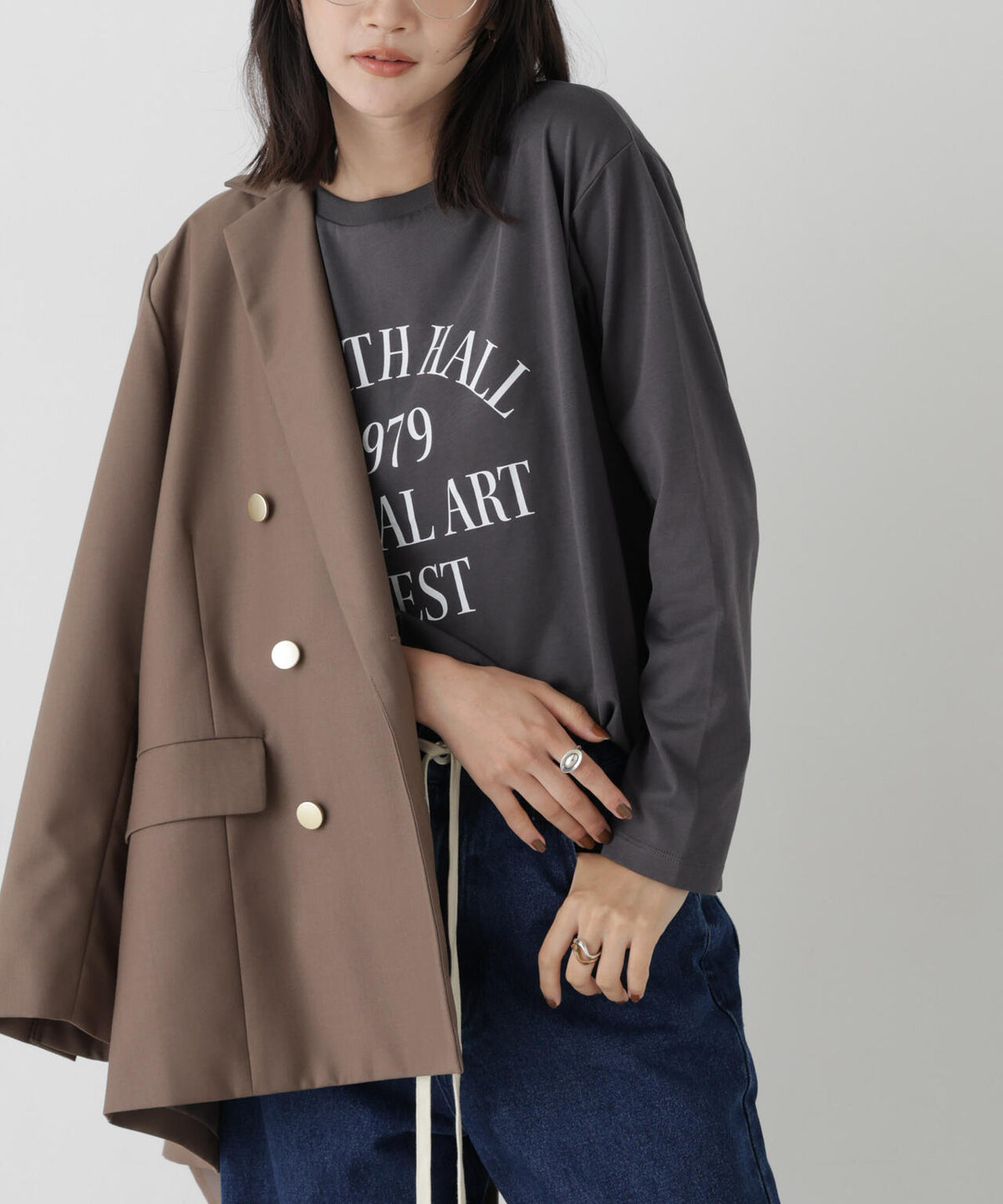 UVカット機能付ロゴプリントロングTシャツ