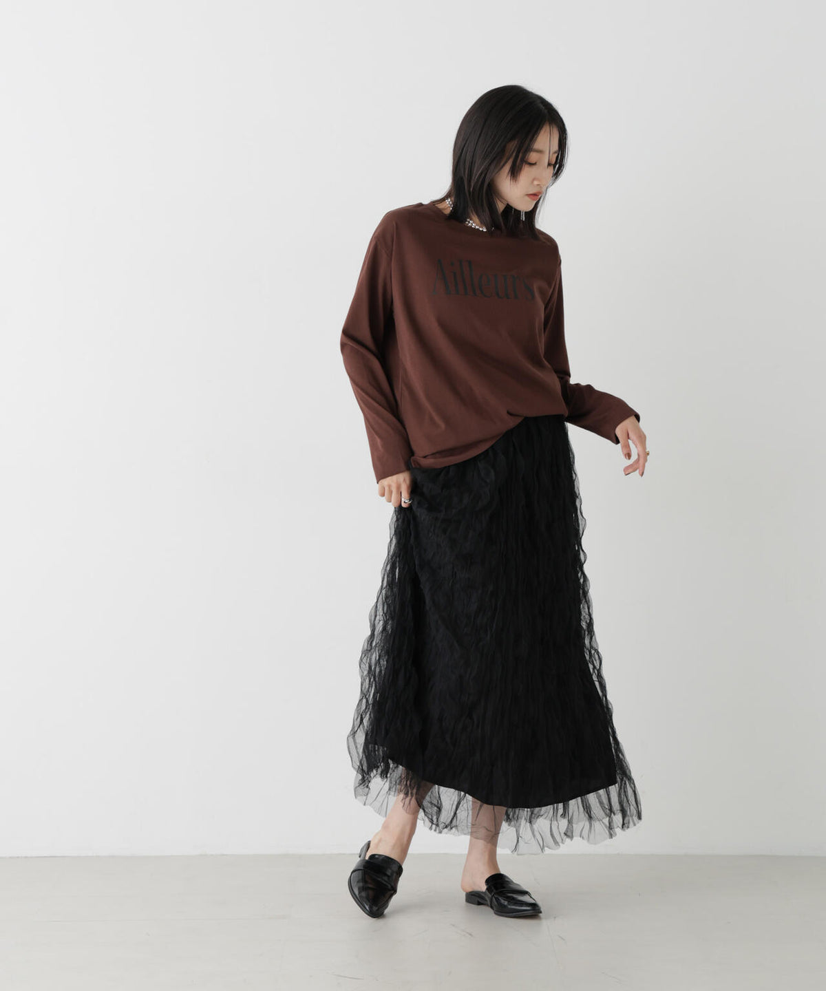UVカット機能付ロゴプリントロングTシャツ