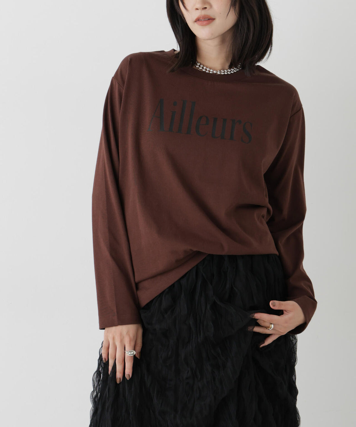 UVカット機能付ロゴプリントロングTシャツ