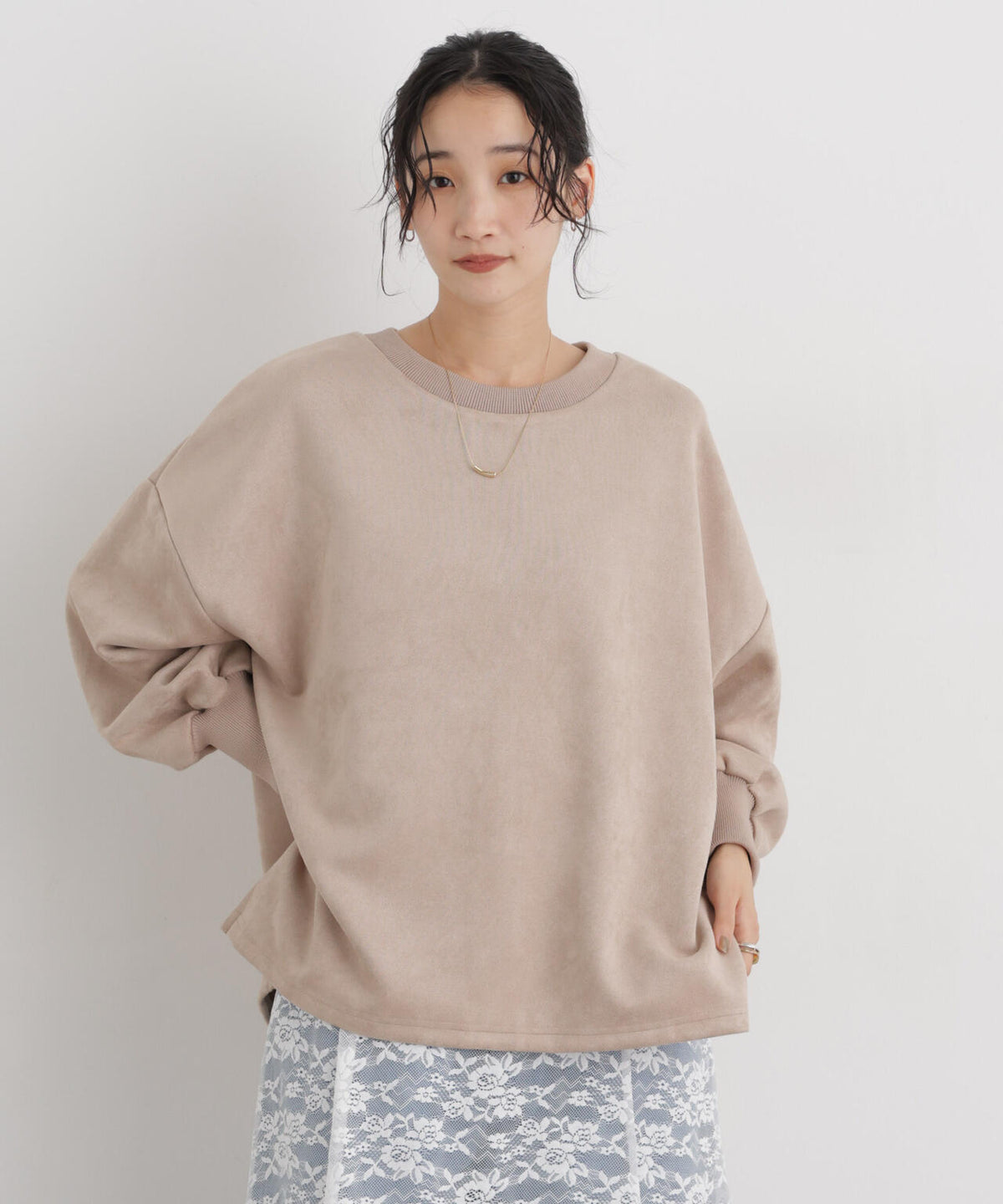 カットスエードサイドスリットワイドプルオーバー(セットアップ可)