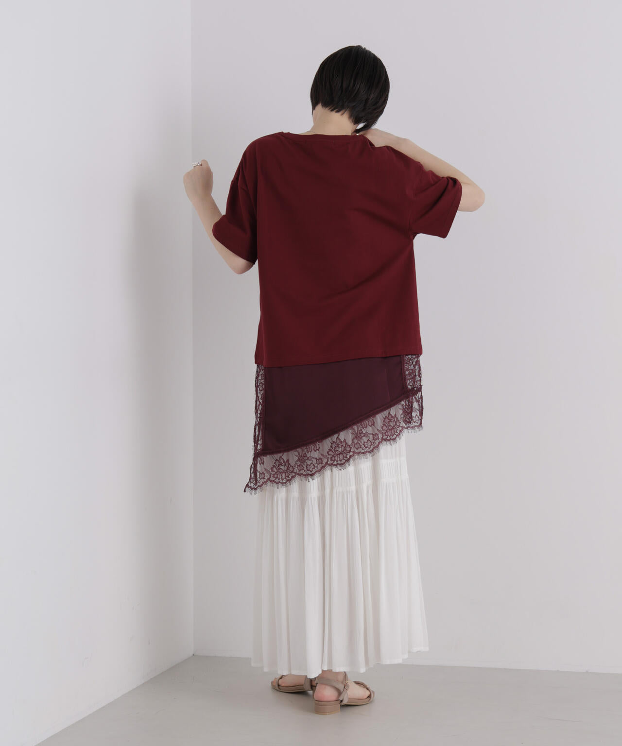 アシメレースヘムドッキングカットトップス