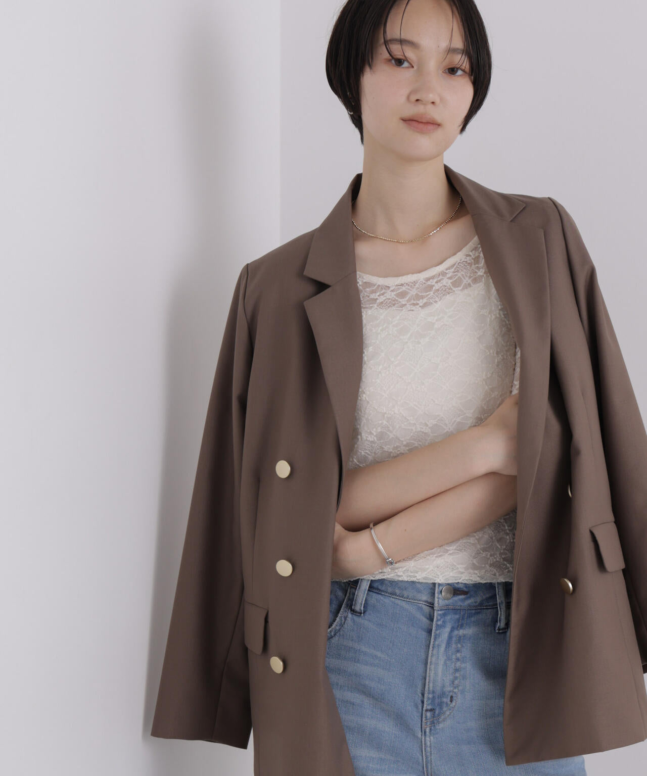 前後2wayシアーストレッチレーストップス