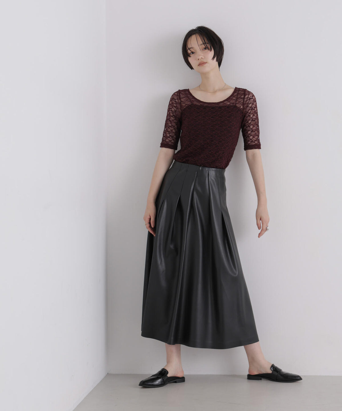 前後2wayシアーストレッチレーストップス