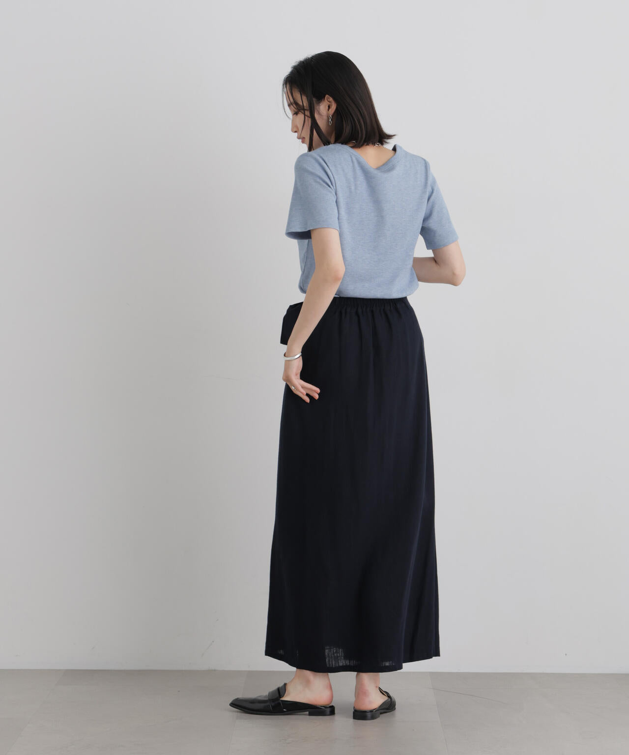 ラメリブカットクルーネックTシャツ