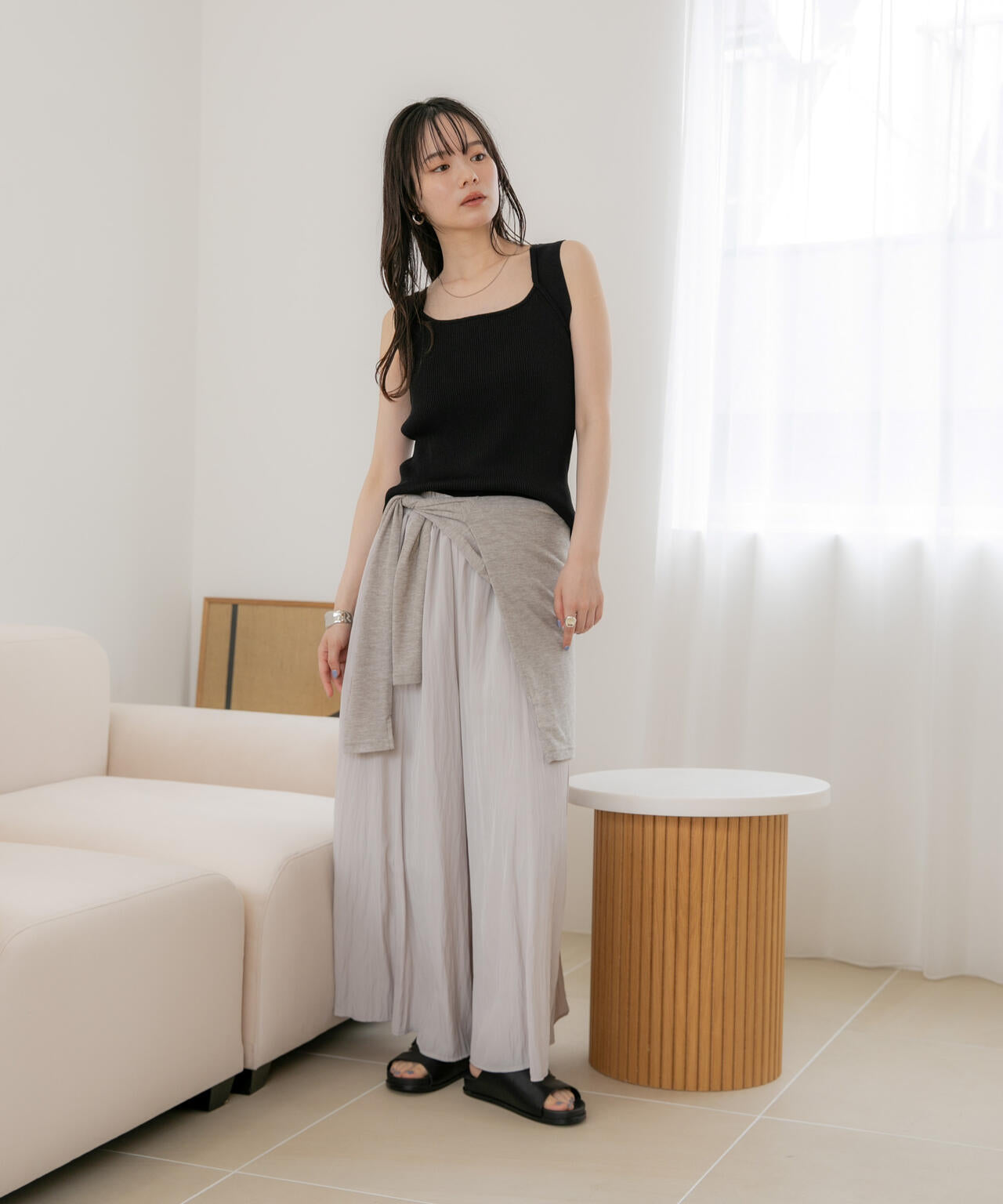 WEB限定/接触冷感機能 ギャザースカートパンツ