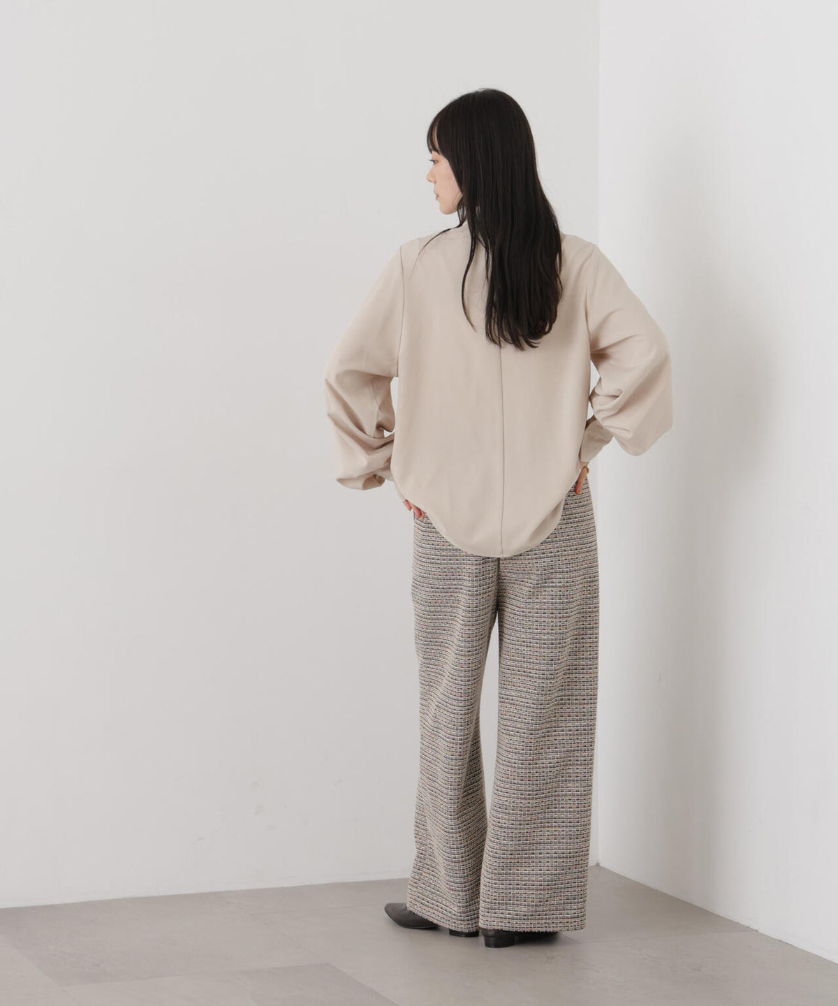 カットツイードドロストワイドパンツ(セットアップ可)