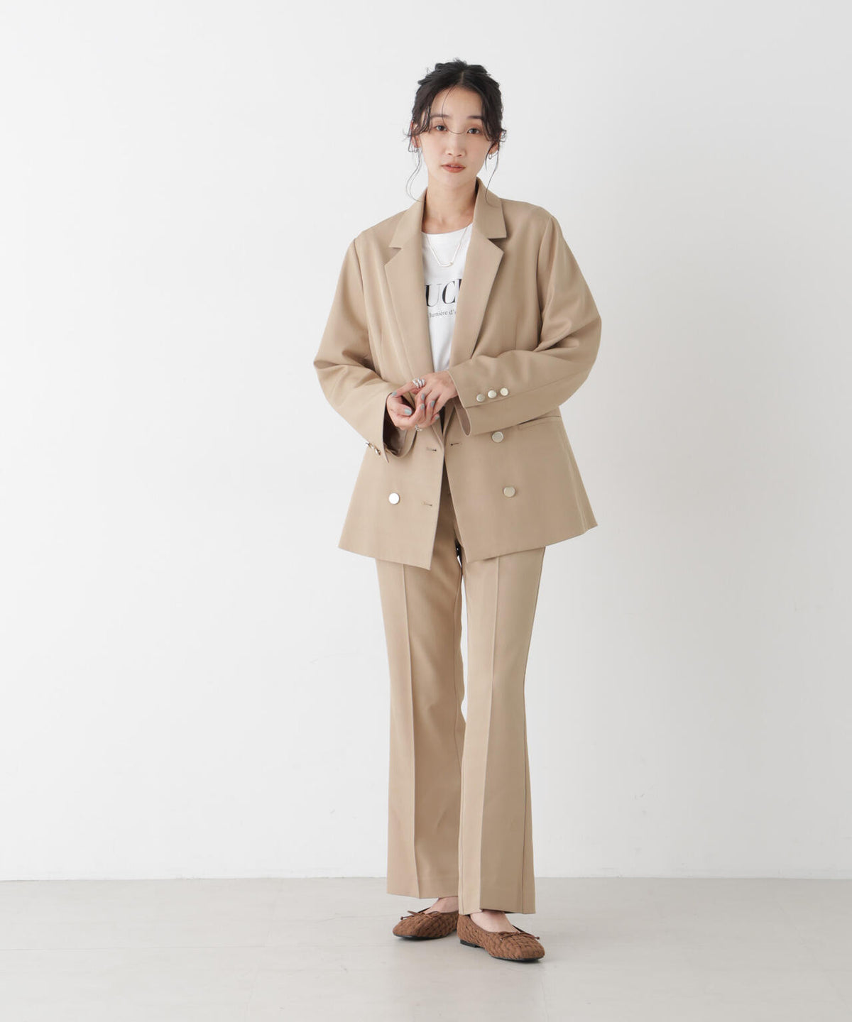 ツイルセンタープレスフレアパンツ(セットアップ可)