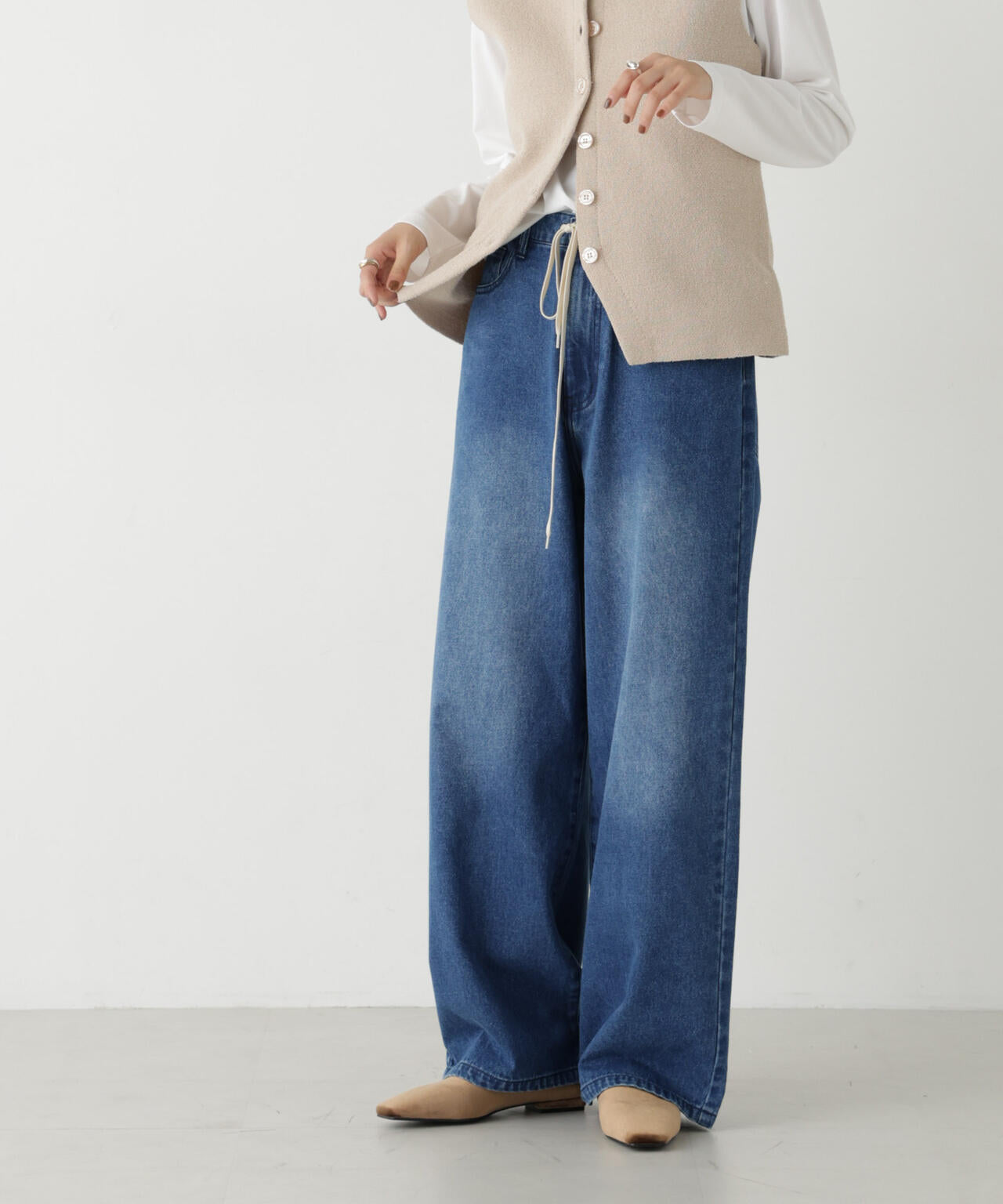 ドロストワイドデニムパンツ
