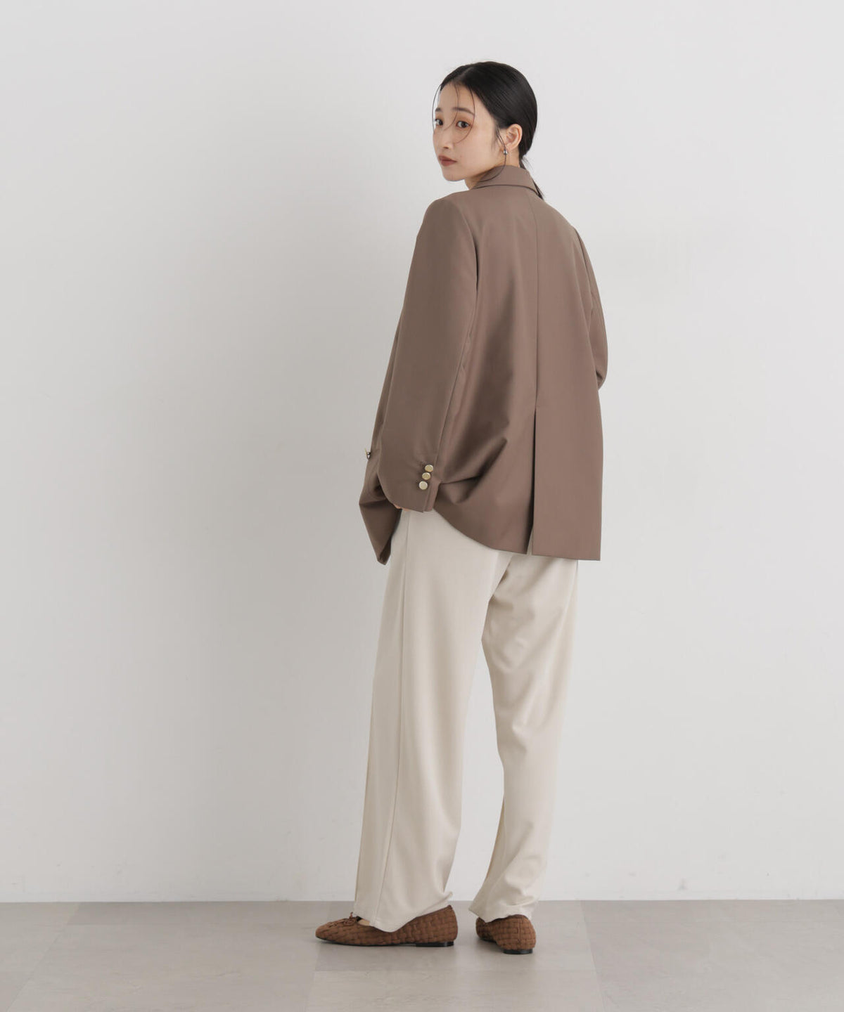 ストレッチカットジョーゼットイージーワイドパンツ(セットアップ可)