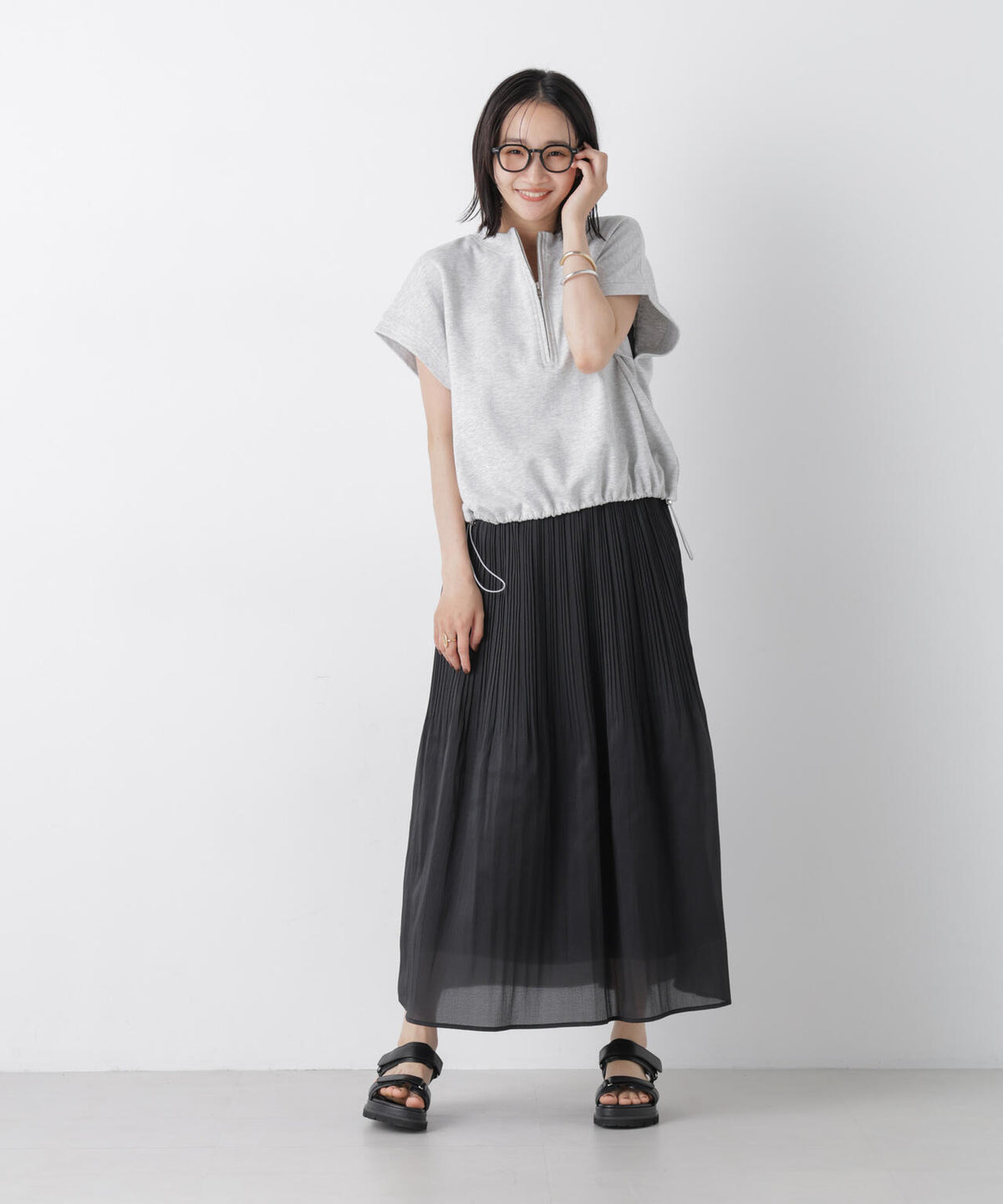 消しプリーツソフトシアースカート