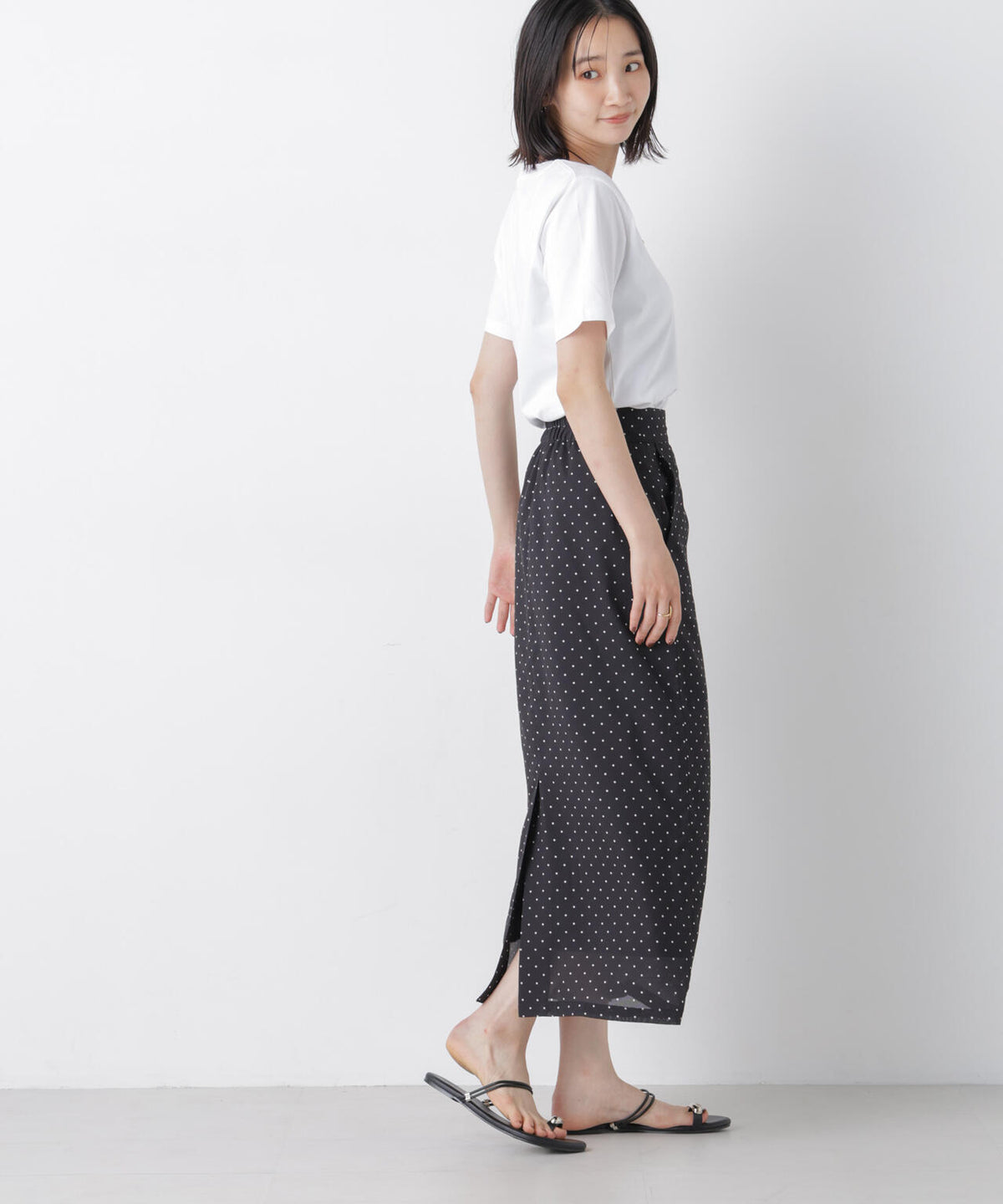 ストレートラインドットスカート(セットアップ可)