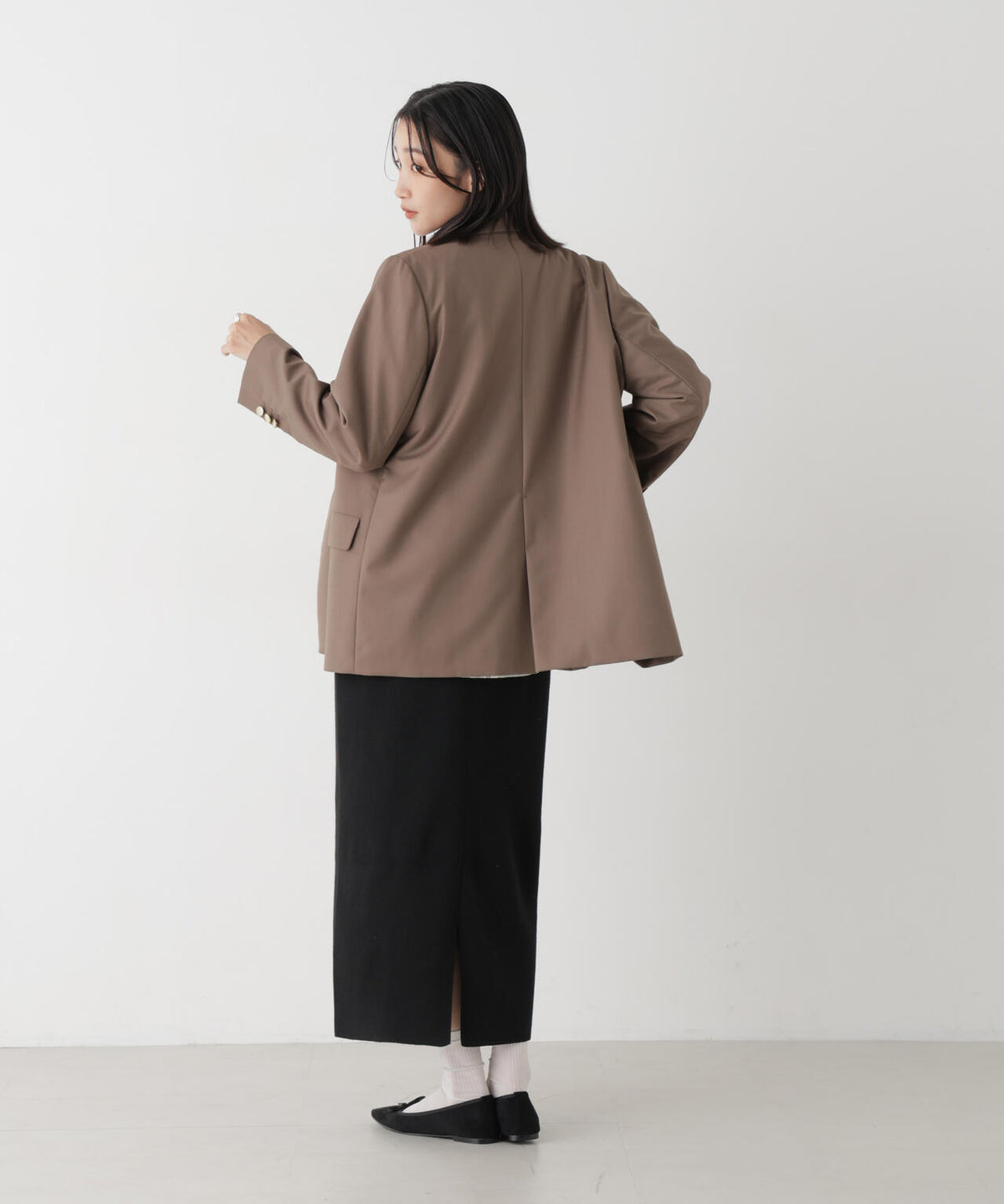 毛玉ができにくいニット 総針ロングナロースカート(セットアップ可)