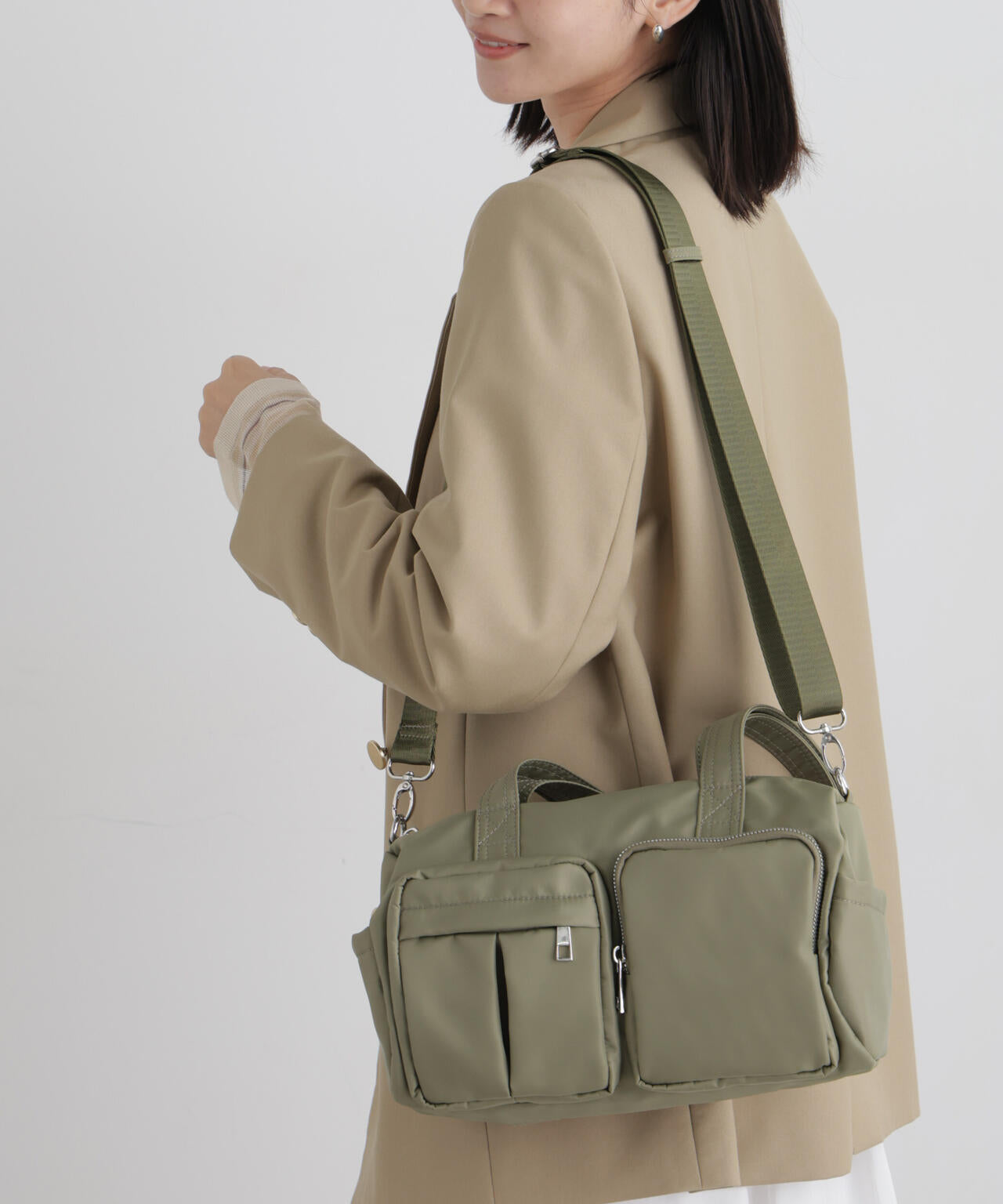 【500mlペットボトル収納可】WEB限定/ナイロンドラム型ポケットボストンバッグ