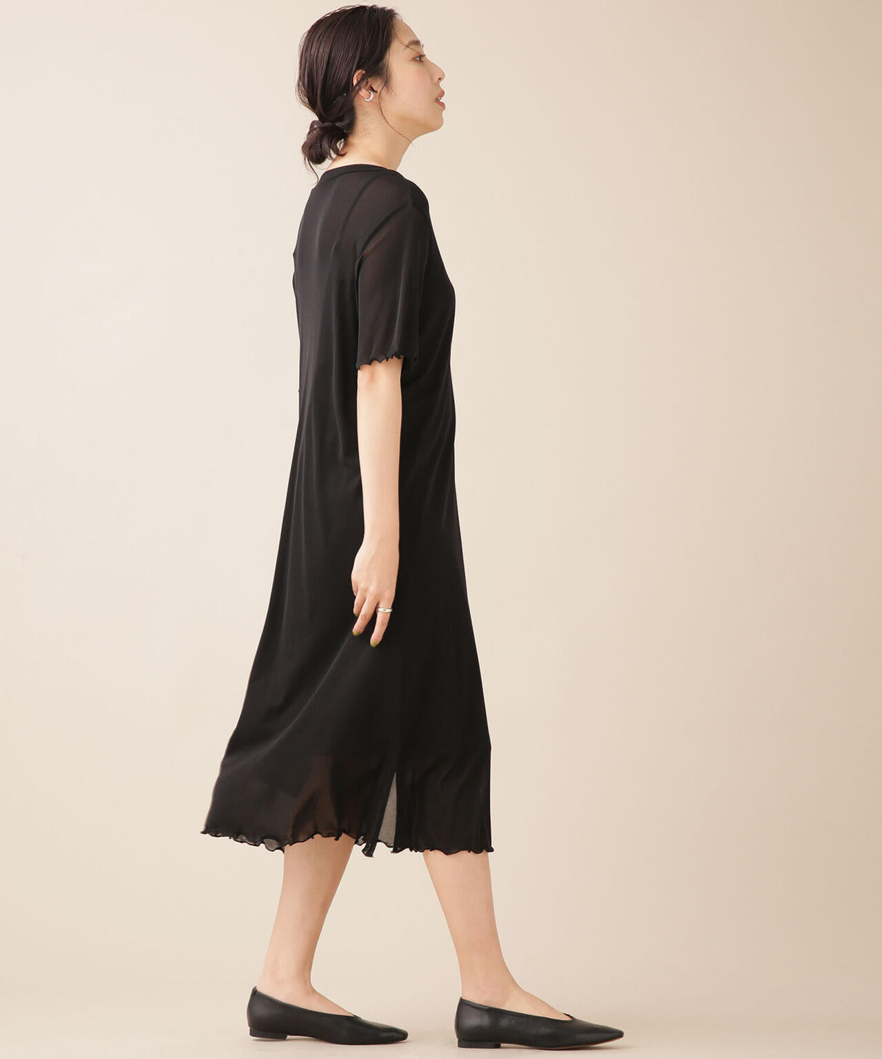 WEB限定/インナー付きシアーワンピース 半袖