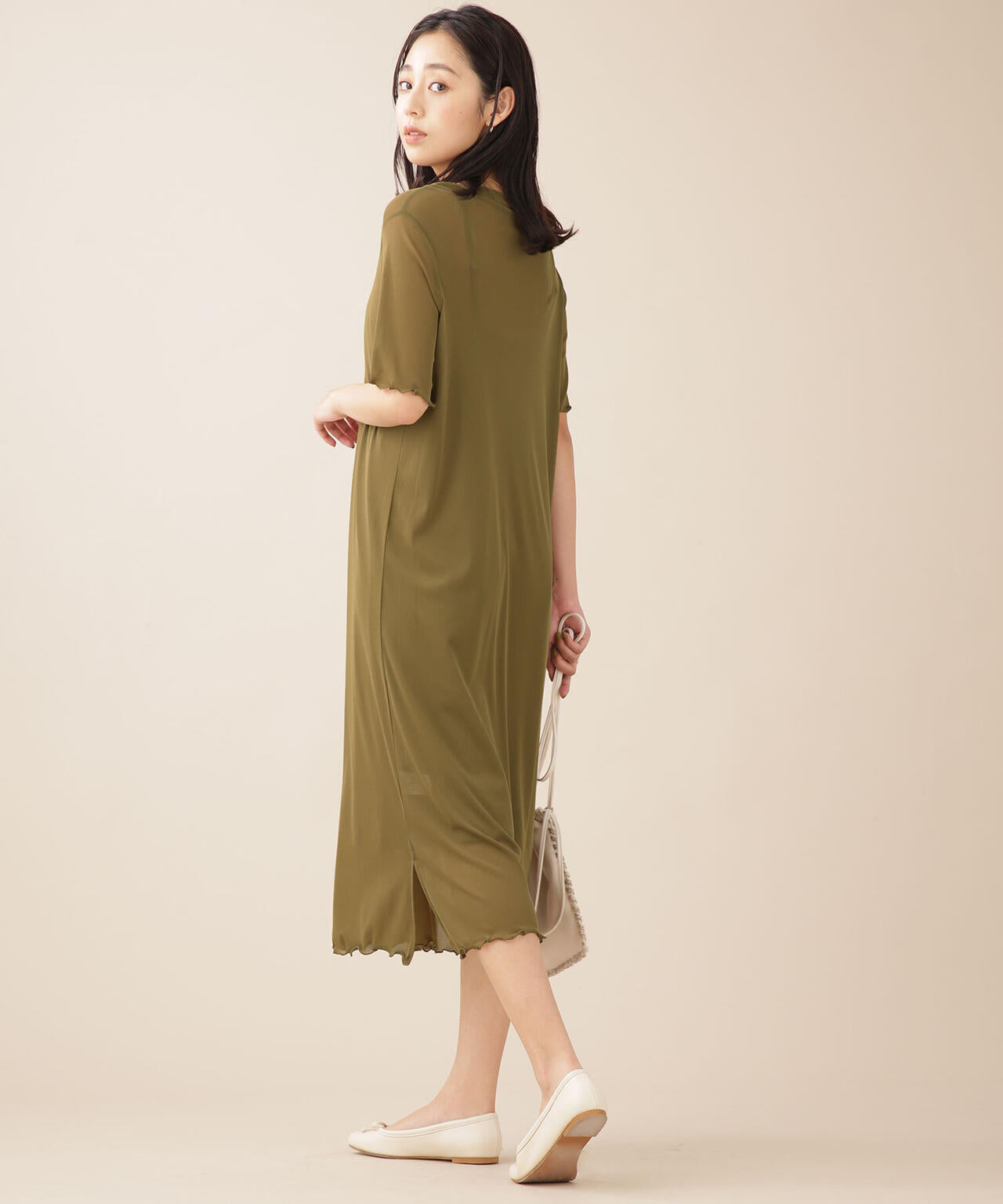 WEB限定/インナー付きシアーワンピース 半袖