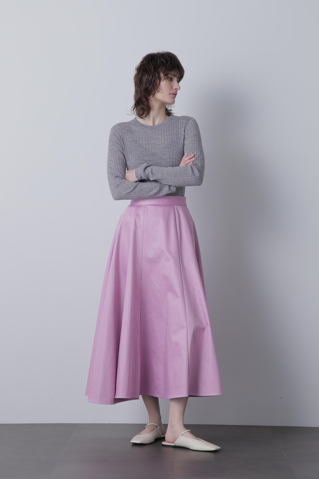 【TV着用】シアーワイドリブクルーネック