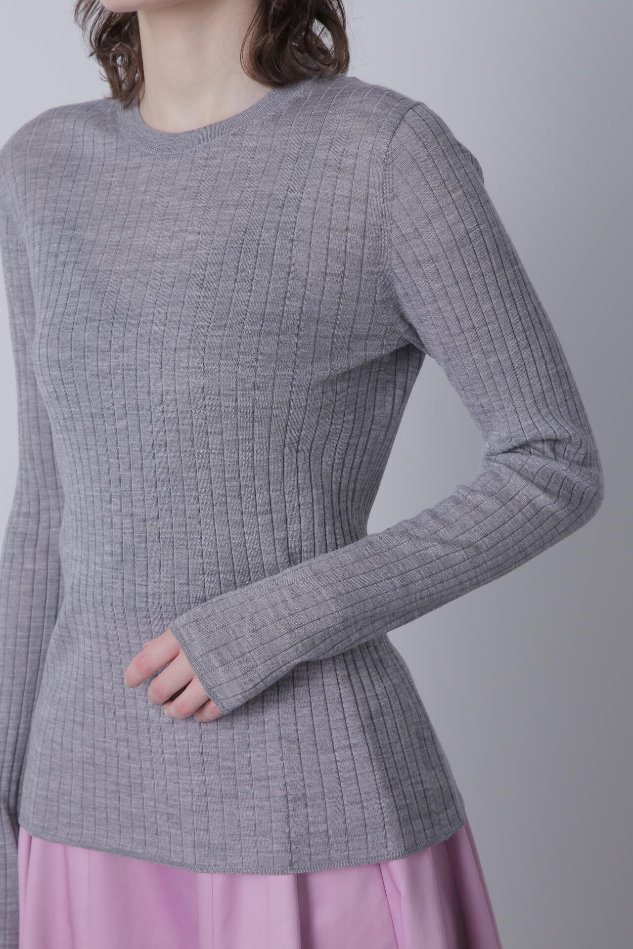 【TV着用】シアーワイドリブクルーネック