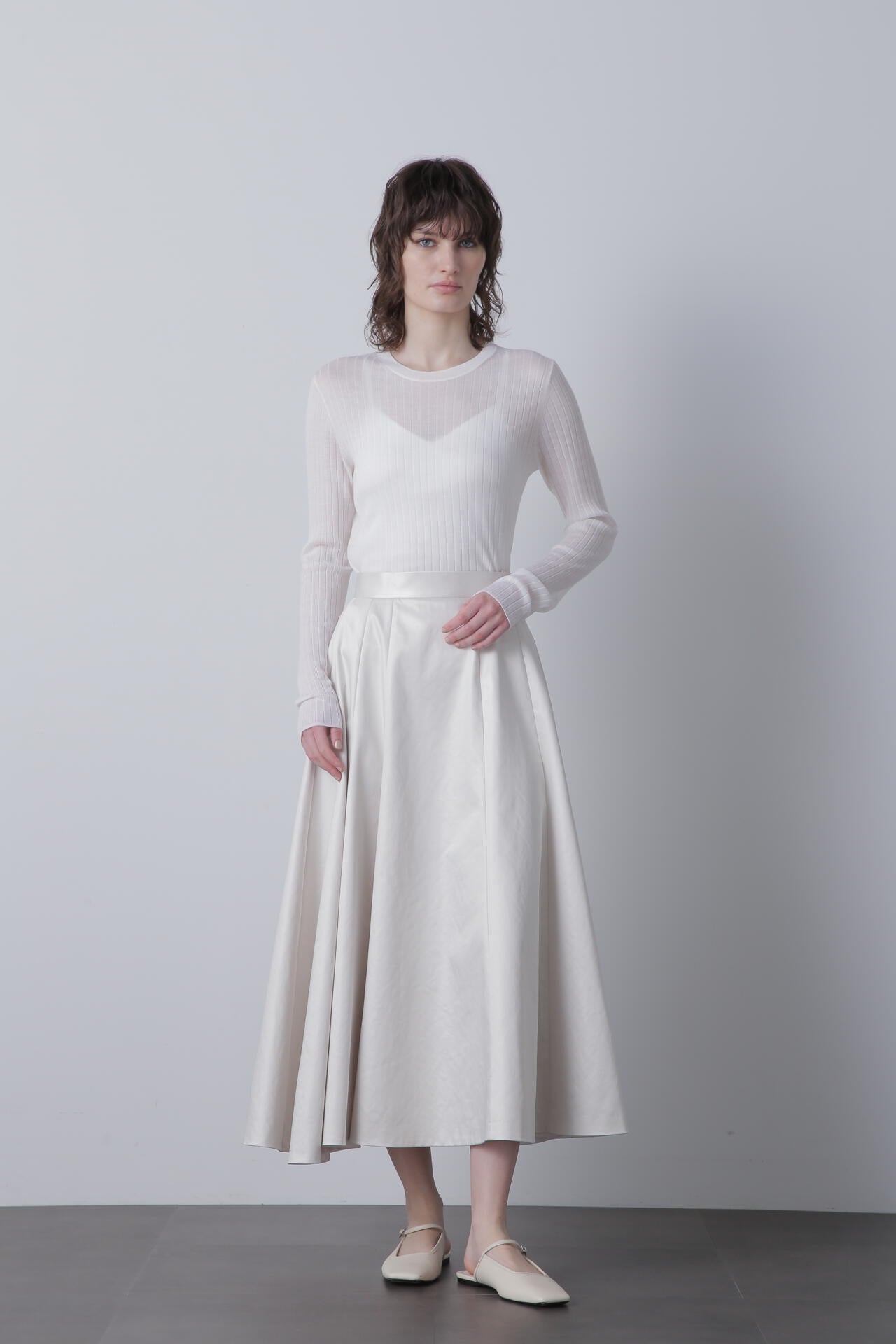 【TV着用】シアーワイドリブクルーネック