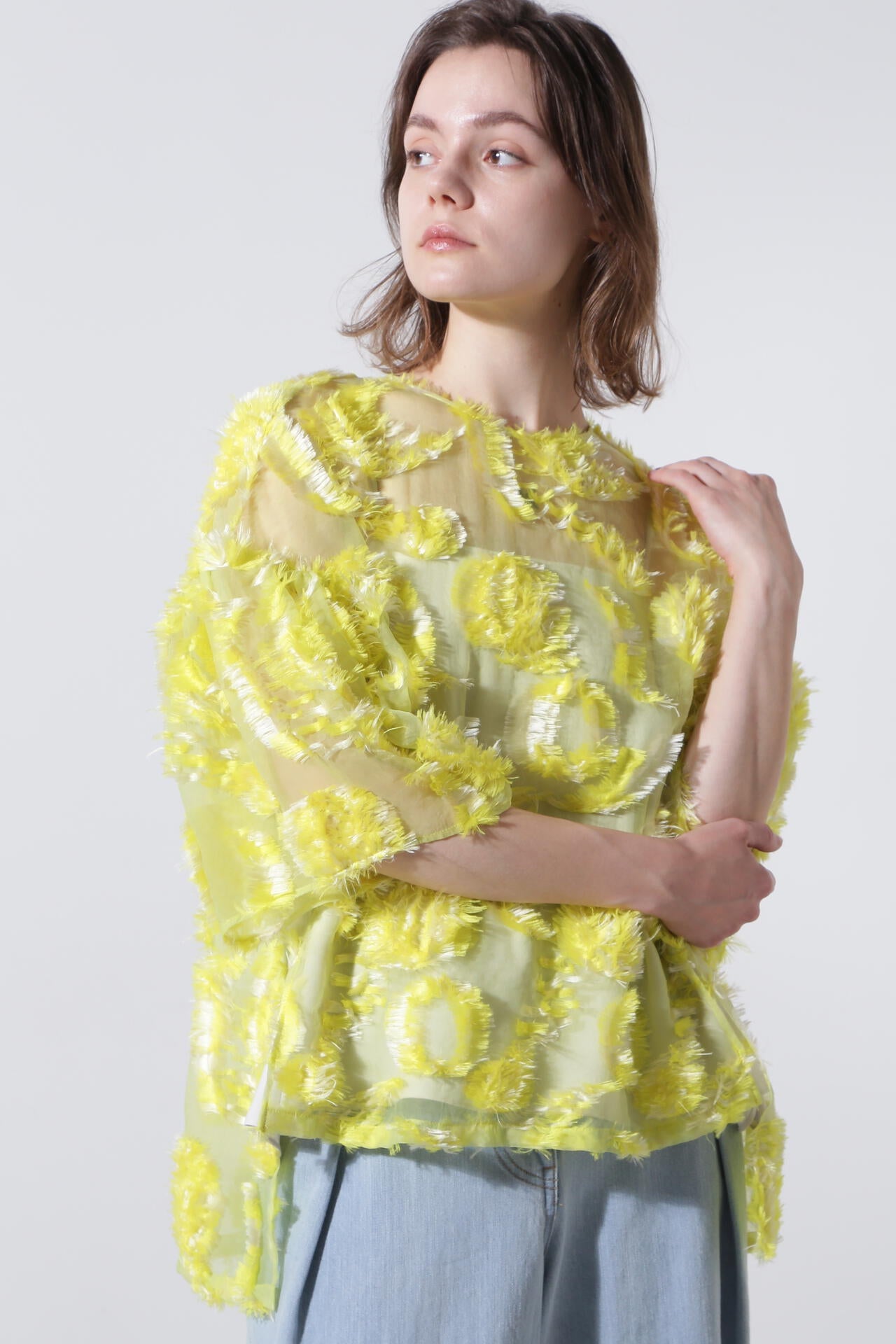 【TV着用】シアーカットジャガードブラウス