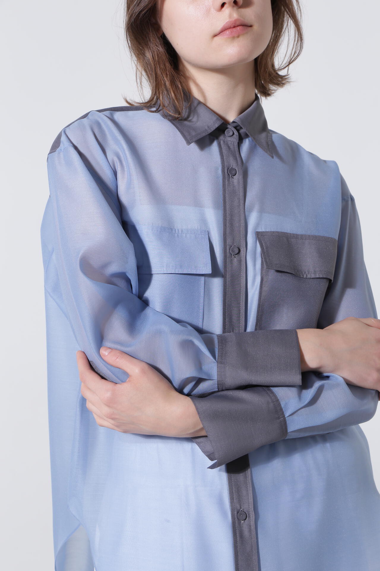 【TV着用】バイカラーシアーブラウス