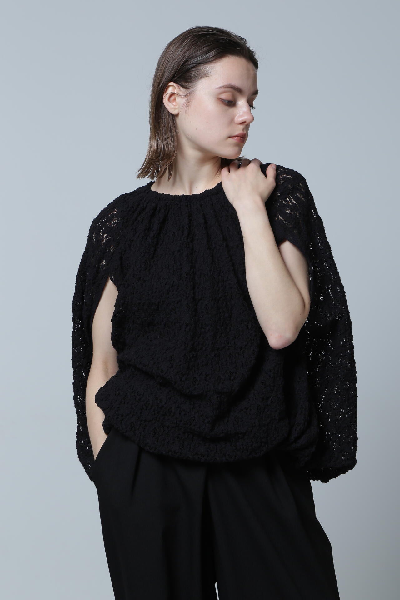 【TV着用】【STORY 8月号掲載商品】レーシージャージポンチョブラウス