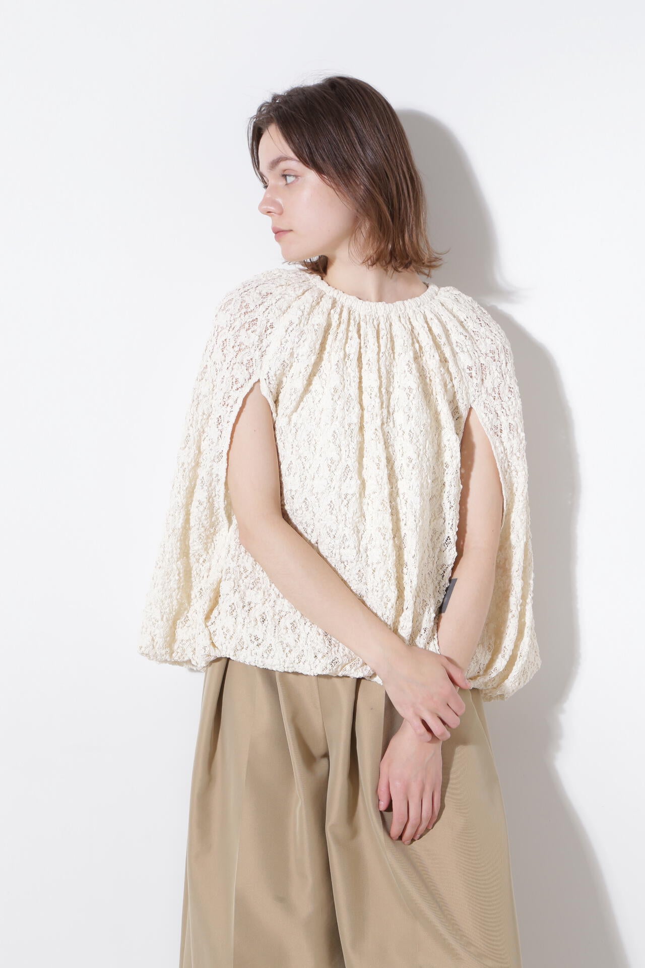 【TV着用】【STORY 8月号掲載商品】レーシージャージポンチョブラウス