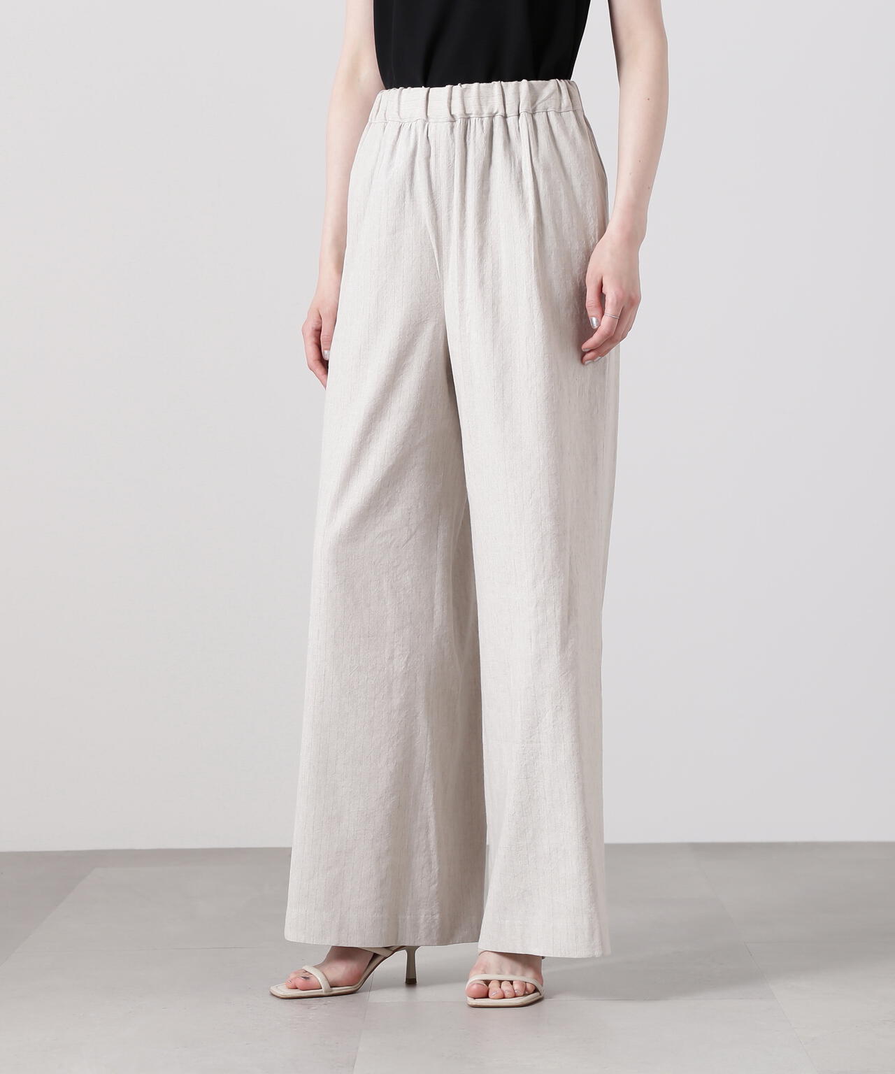 麻ストレッチイージーストレッチパンツ