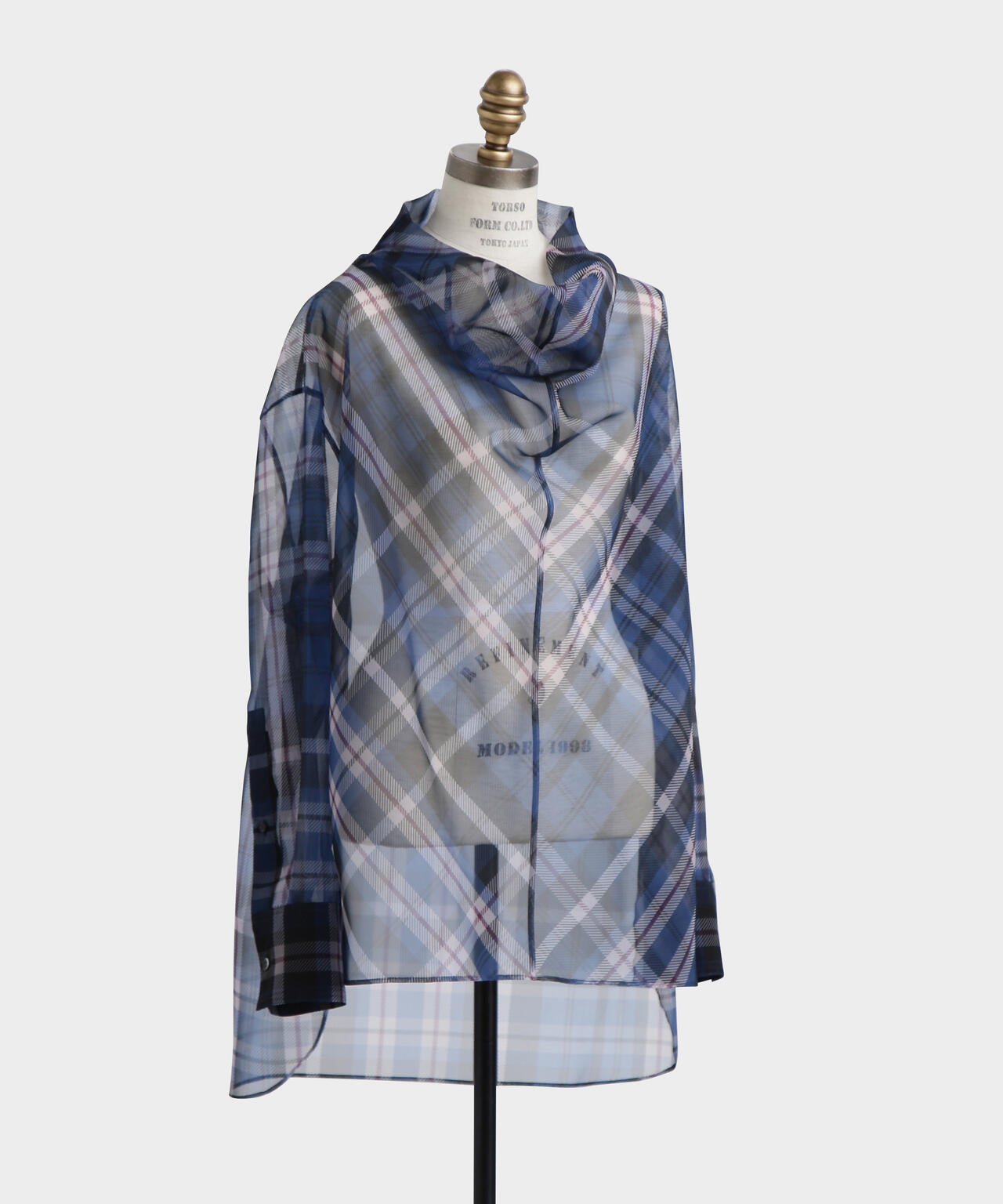 シアーチェックブラウス