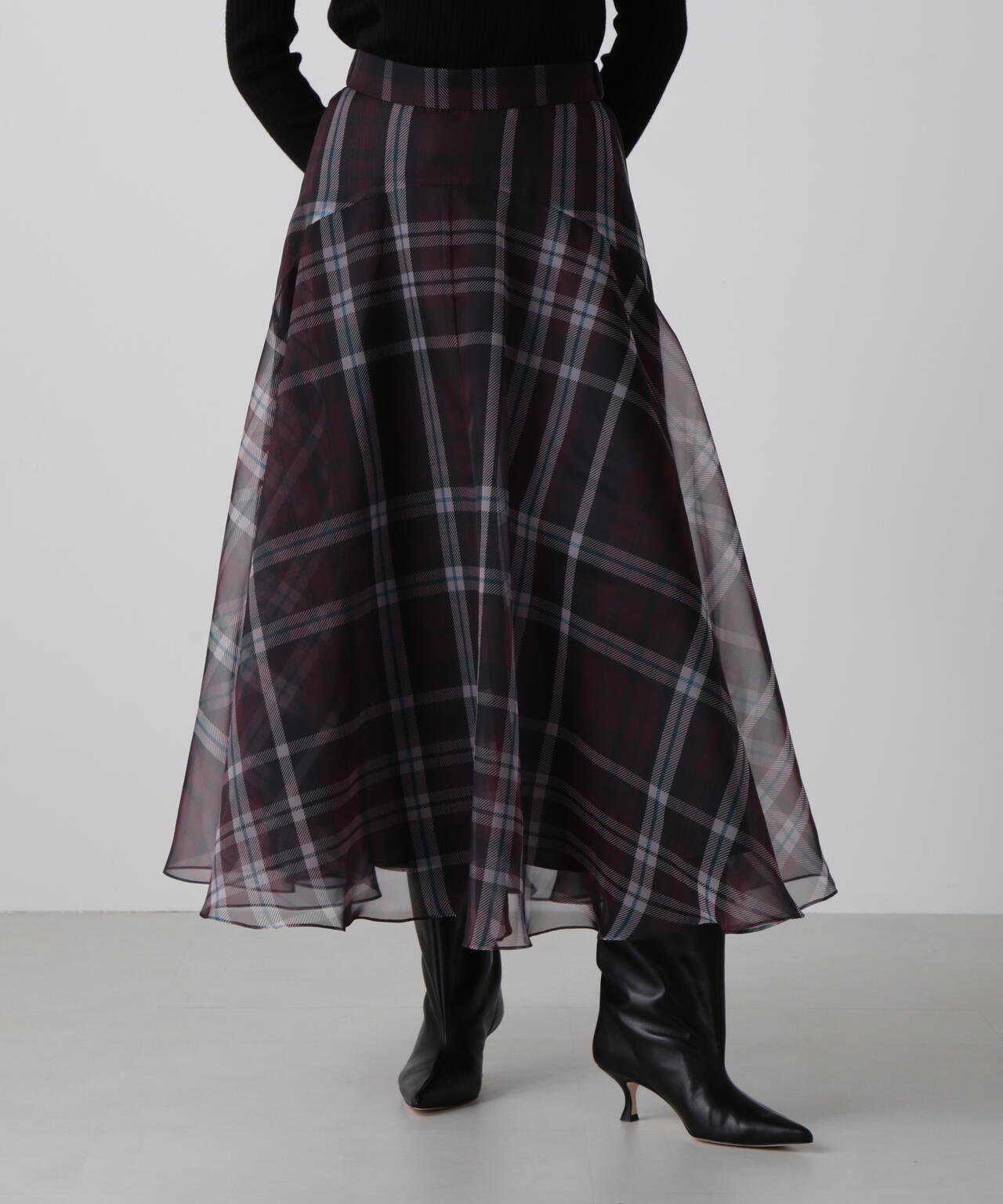 シアーチェックスカート