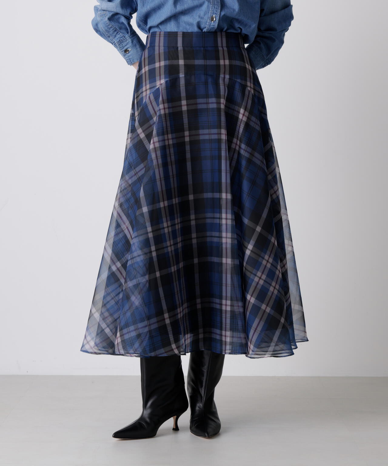 シアーチェックスカート