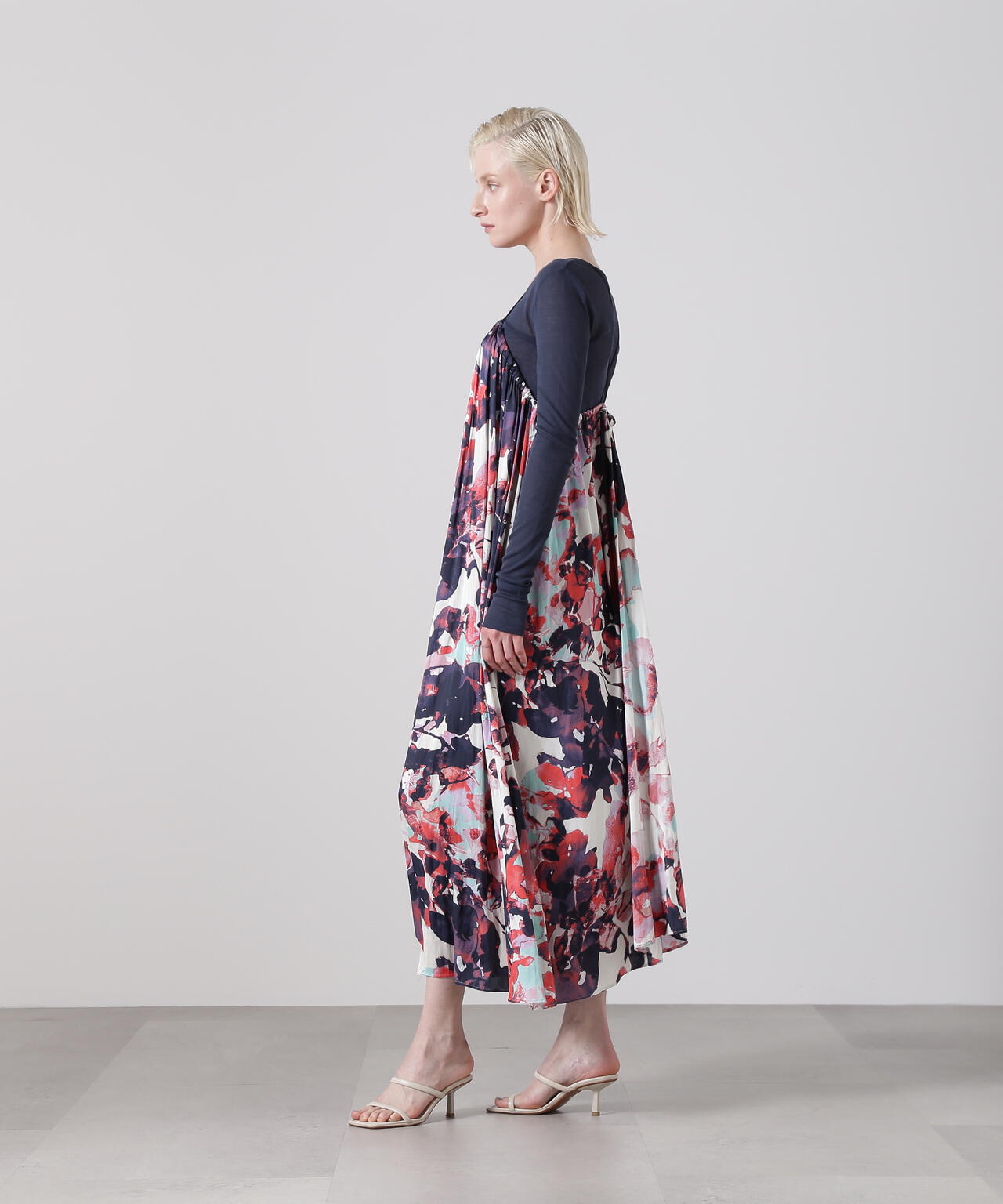 ビッグフラワープリントドレス