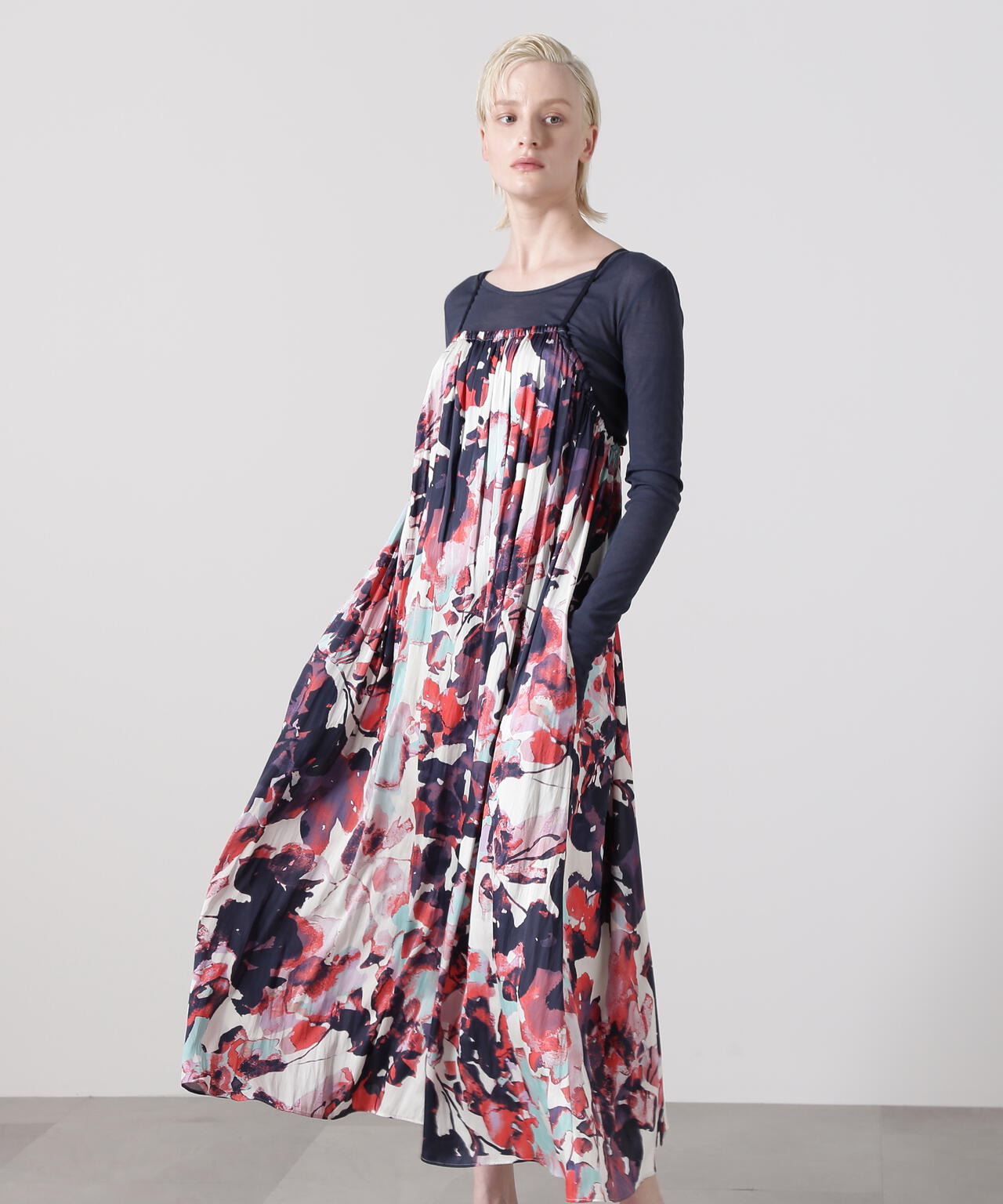 ビッグフラワープリントドレス